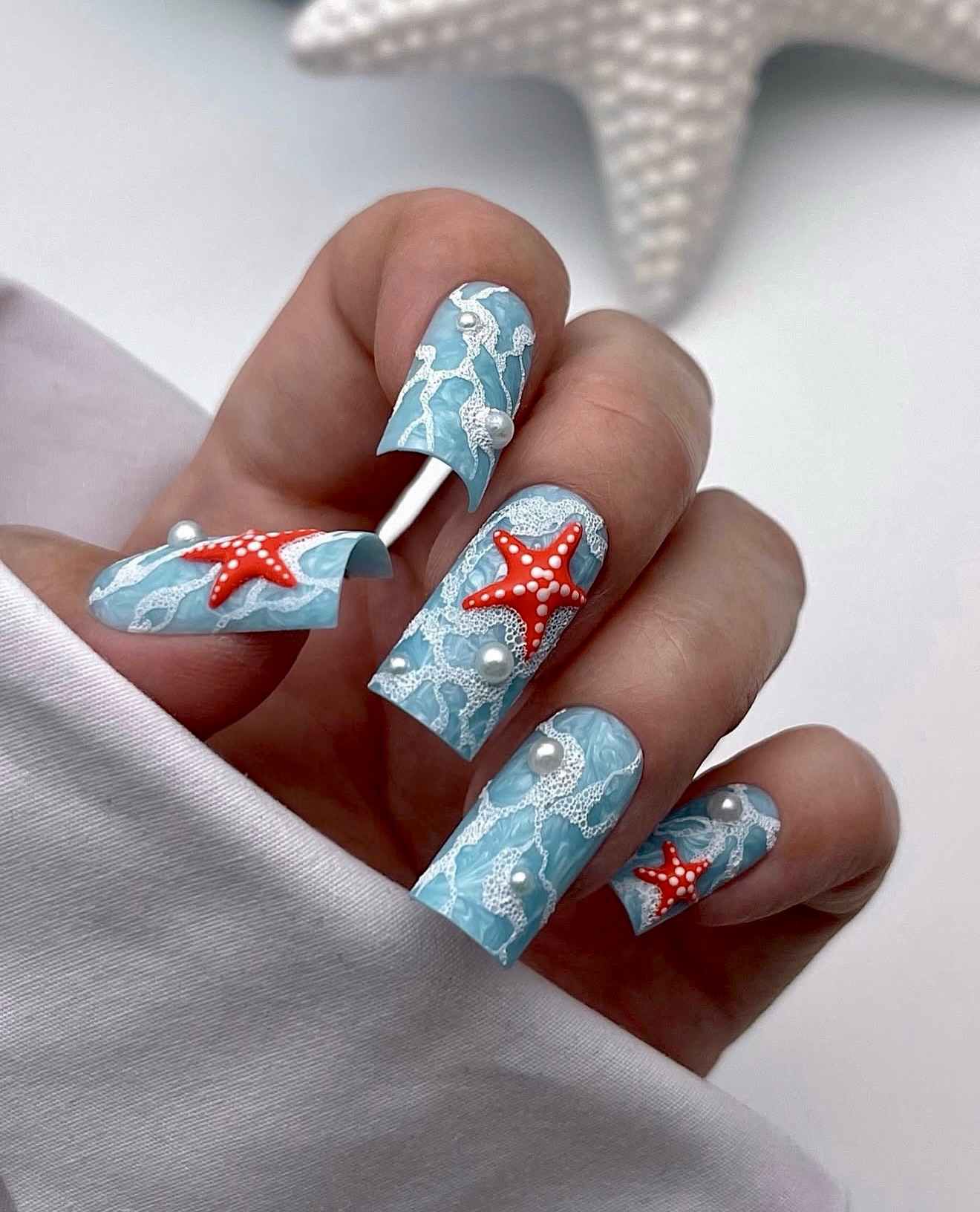 Ocean Waves Starfish With Pearl Embellishments