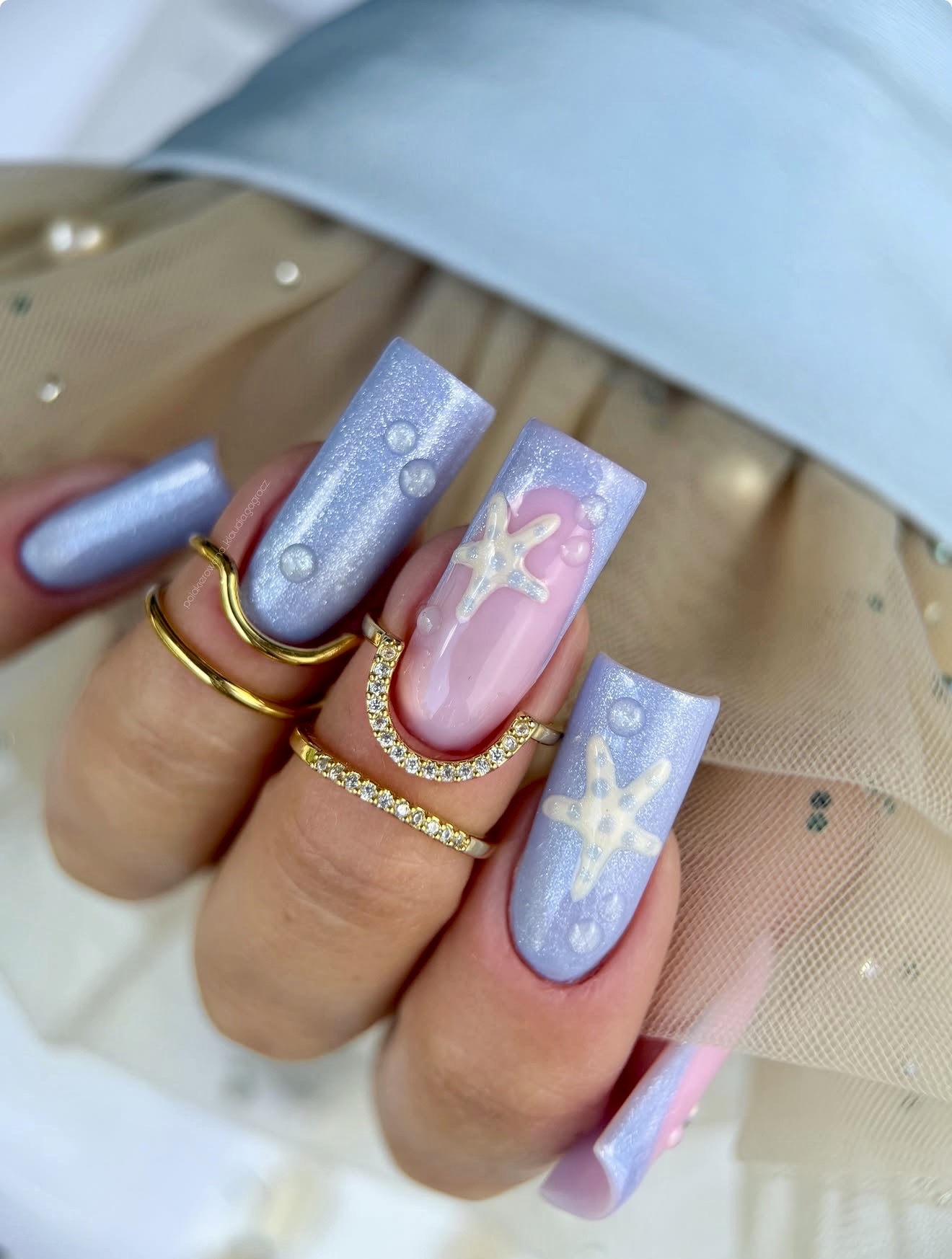 Oceanic Dream Pastel Starfish Nails