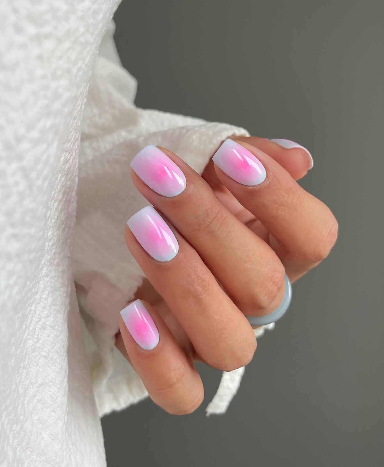 Pastel Aura Gradient Short Almond Nails