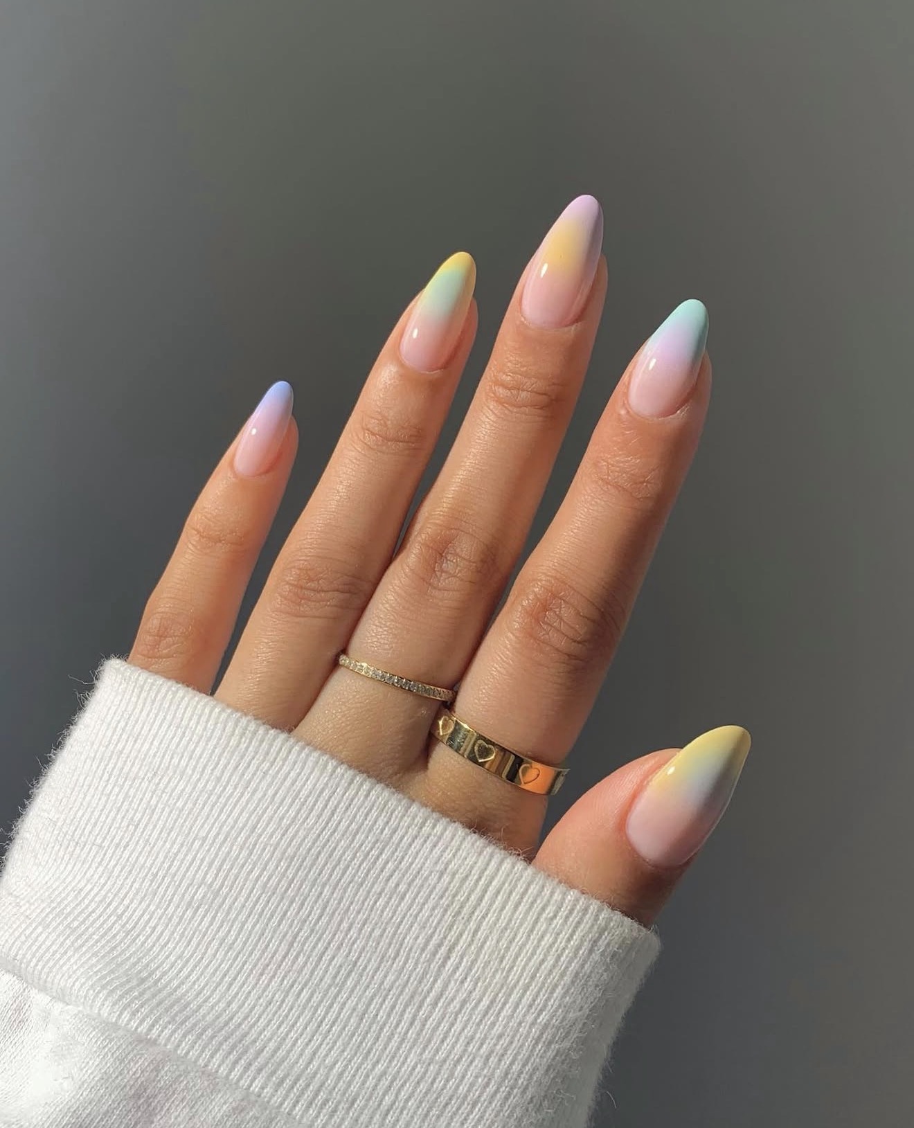 Pastel Aura Ombre Almond Nails