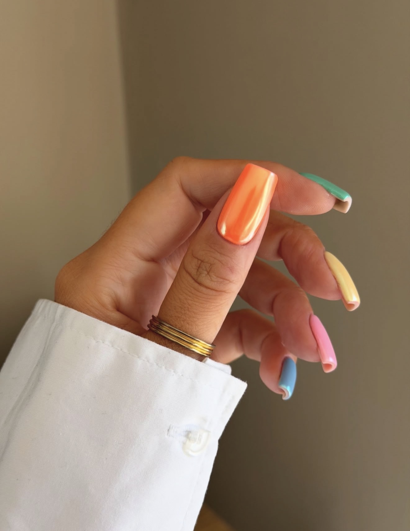 Pastel Ombre French Tips With Glossy Finish