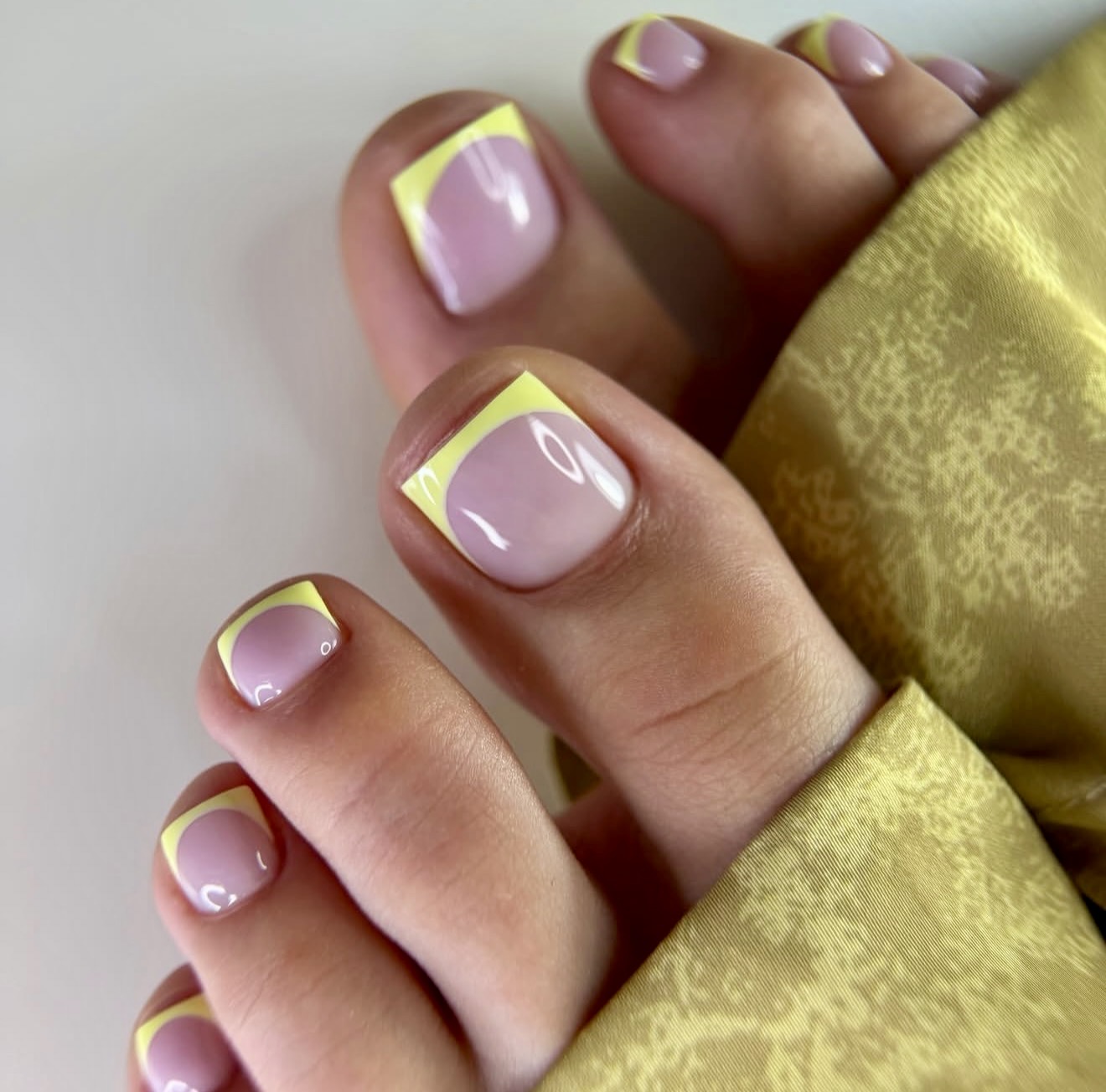 Pastel Pink French Tips with Yellow Tips
