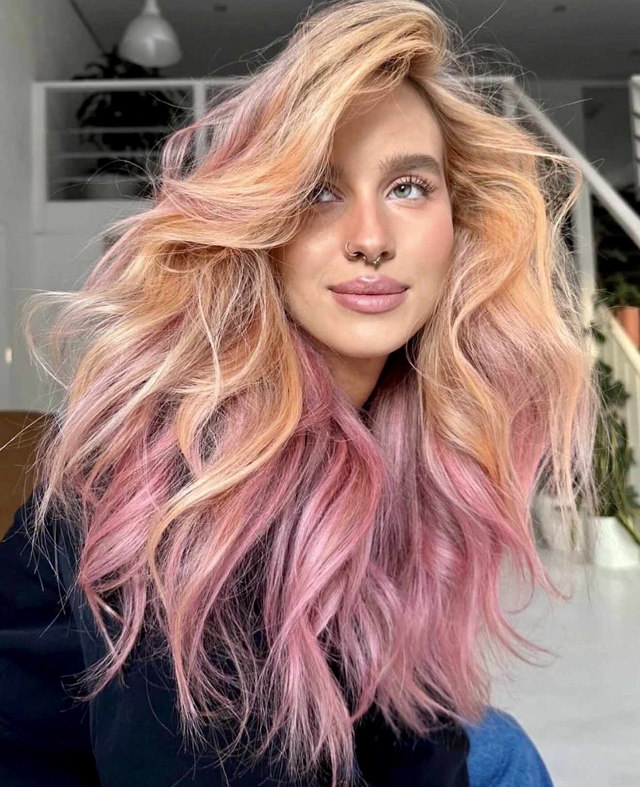 Peachy Pink Swirls With Honey Blonde Base
