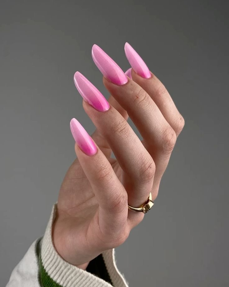 Pink Ombre Stiletto Nails