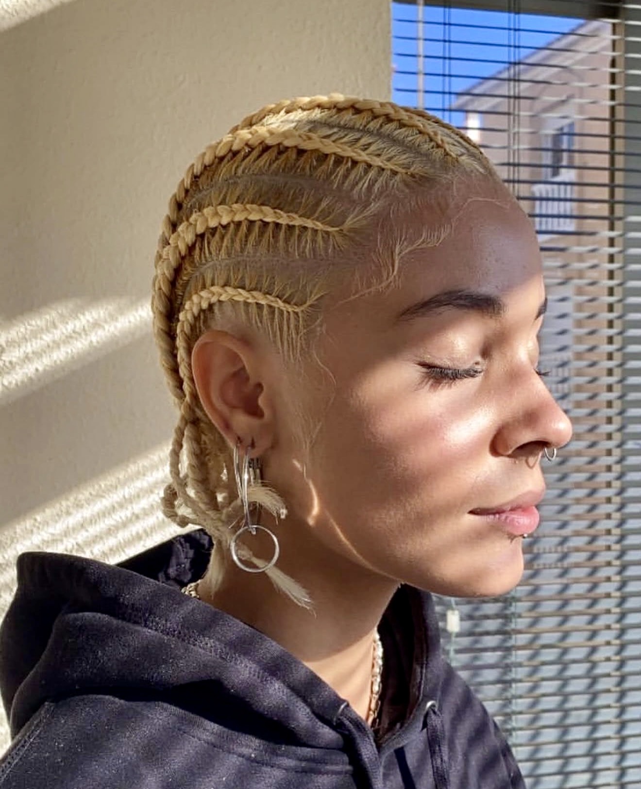 Platinum Blonde Classic Cornrows With Defined Edges