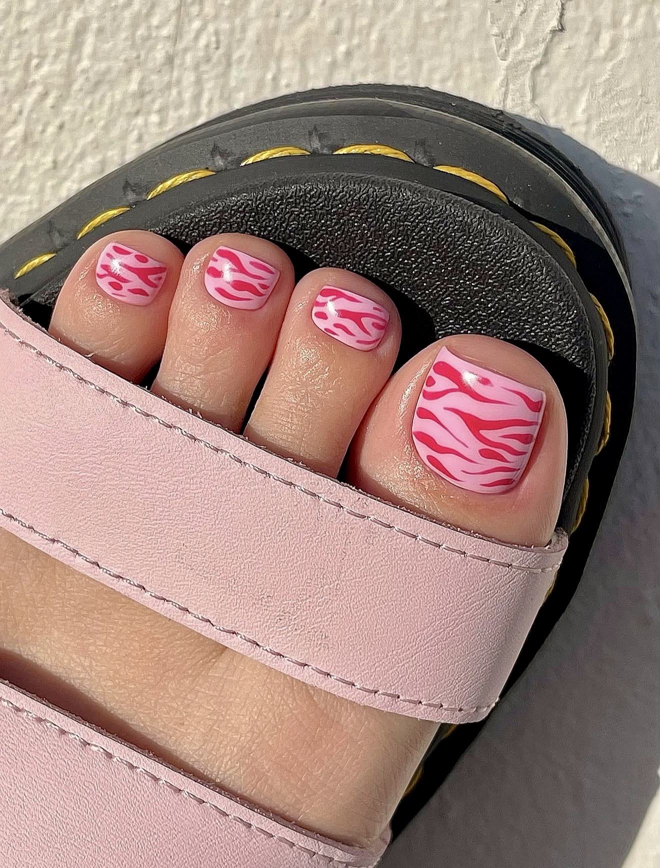 Playful Pink Zebra Print Pedicure