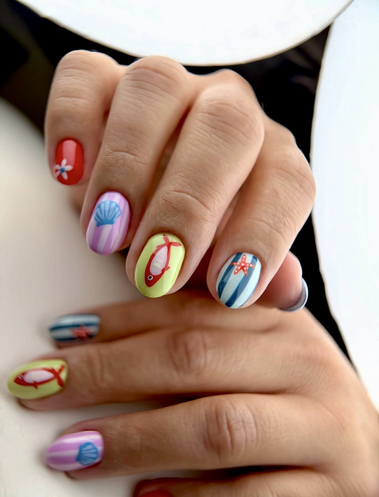 Playful Surfside Beach Day Nail Art