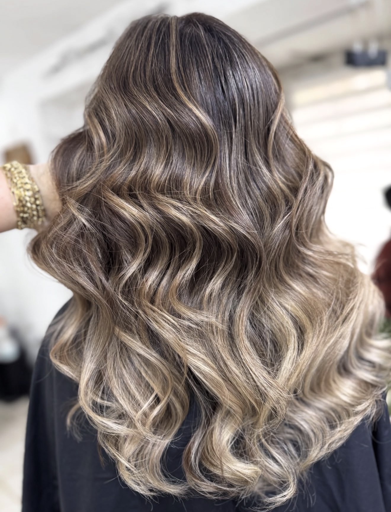 Rich Brunette With Sun-Kissed Blonde Highlights