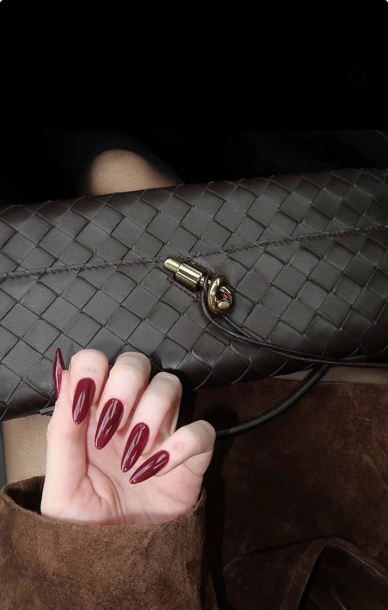 Rich Cherry Mocha Almond Gel Nails