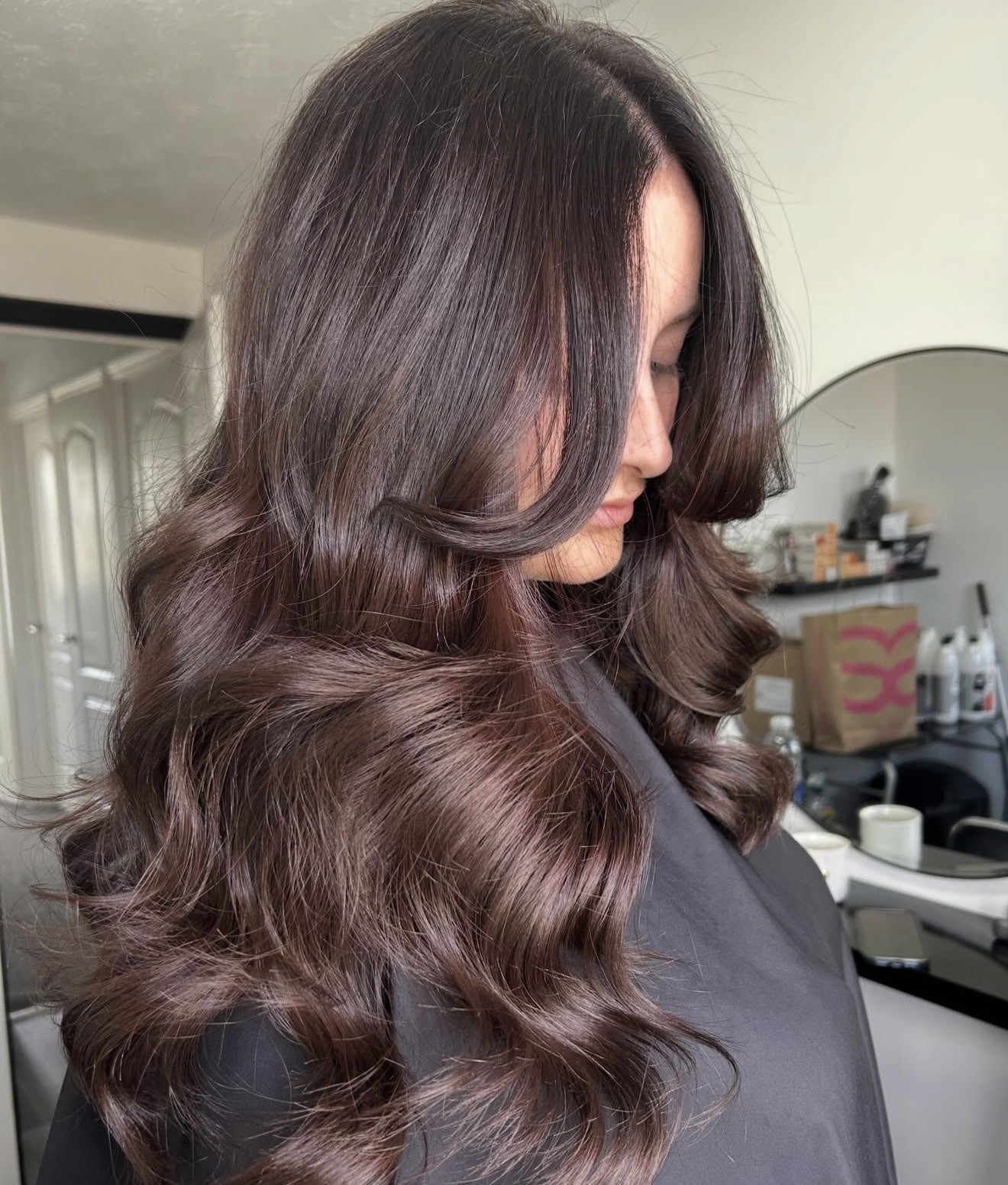 Rich Chocolate Balayage With Soft Face-Framing Layers