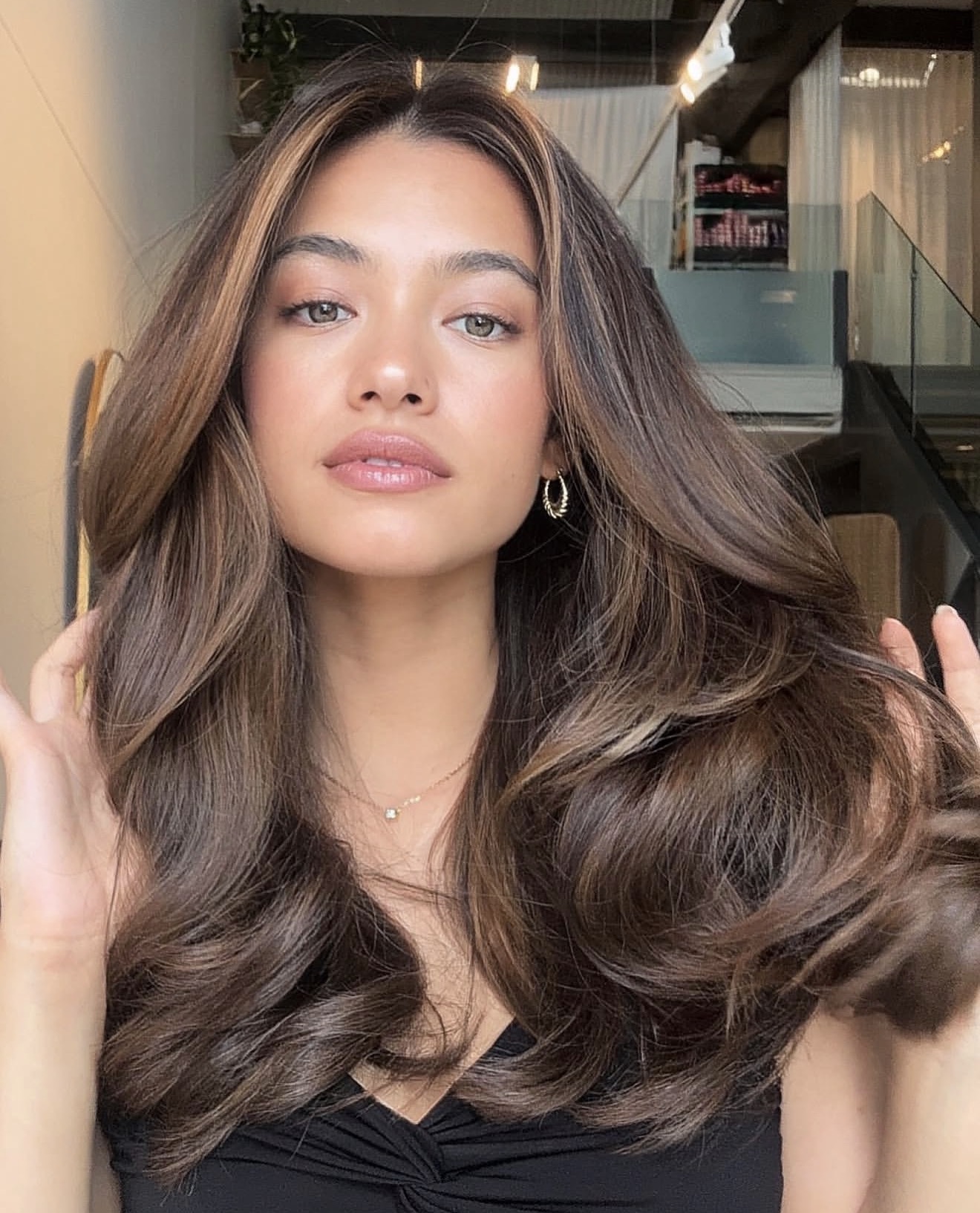 Rich Chocolate Brown Hair With Caramel Balayage