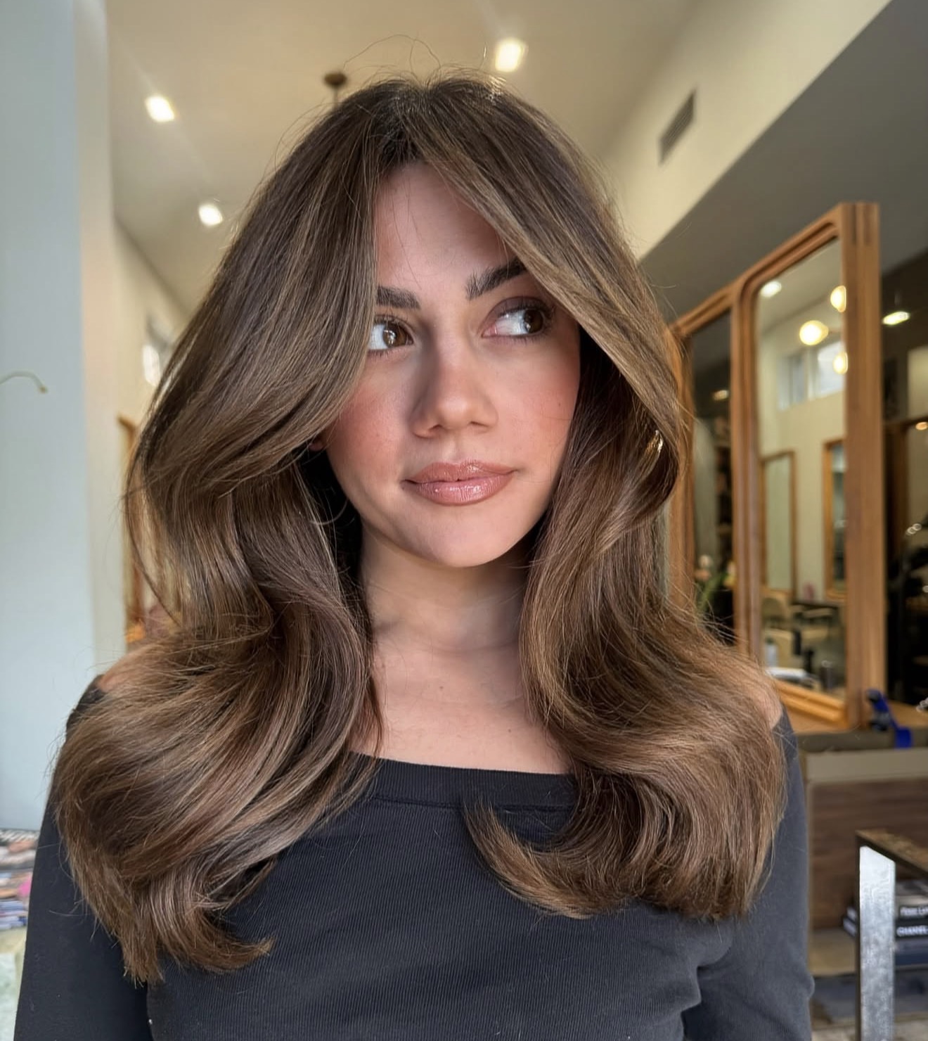 Rich Chocolate Brown Hair With Honey Balayage