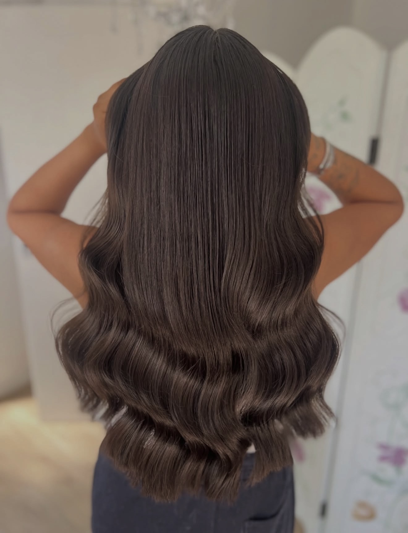 Rich Chocolate Brown Waves With Face Framing Layers