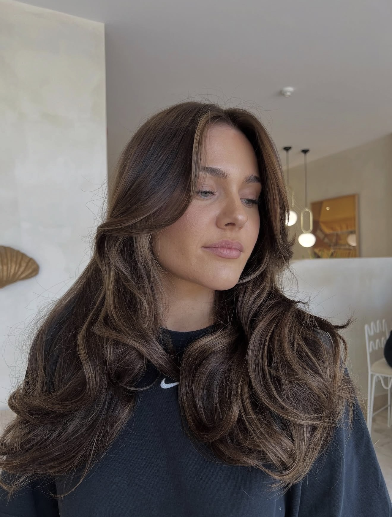 Rich Chocolate Brown With Caramel Balayage Waves