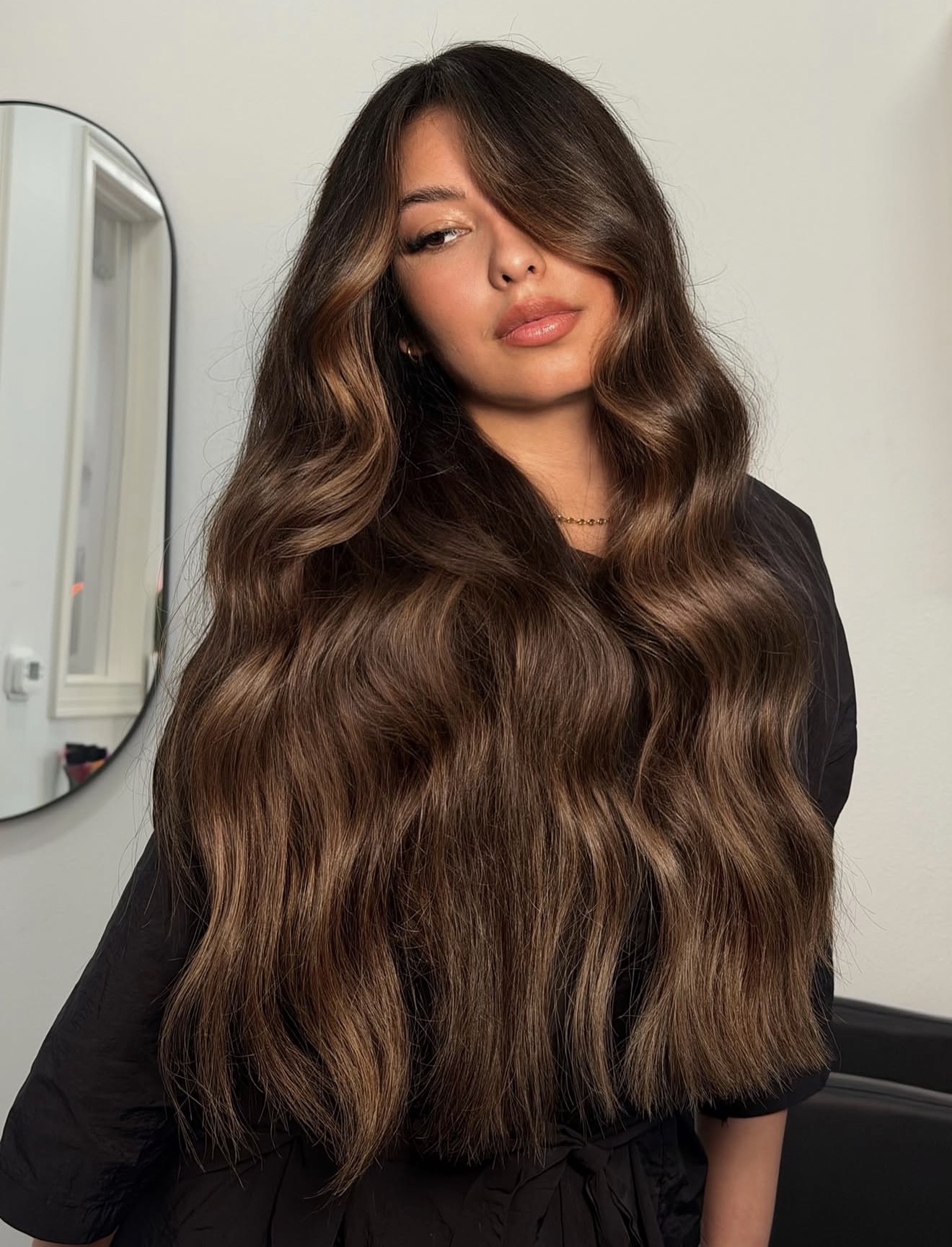 Rich Chocolate Brunette With Subtle Caramel Balayage