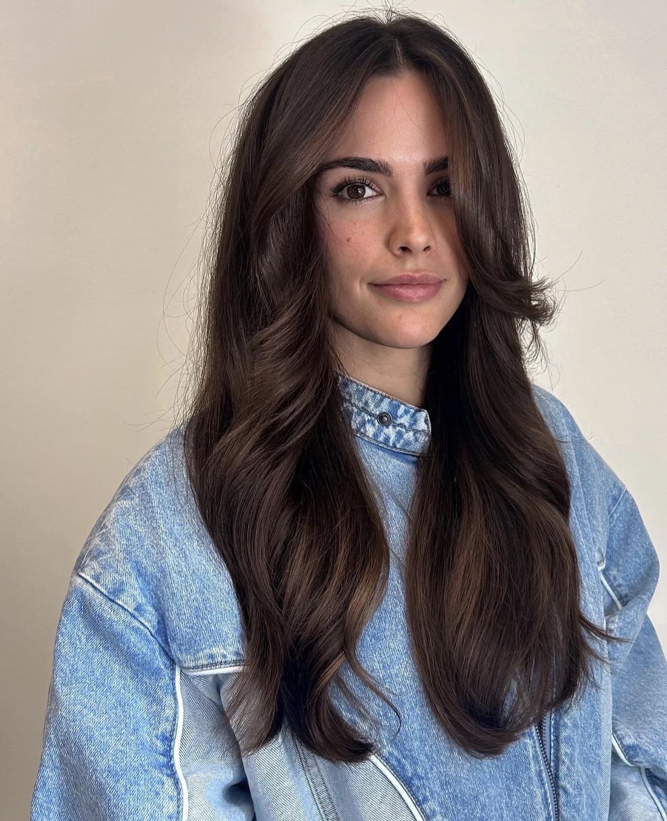 Rich Espresso Balayage With Face-Framing Layers