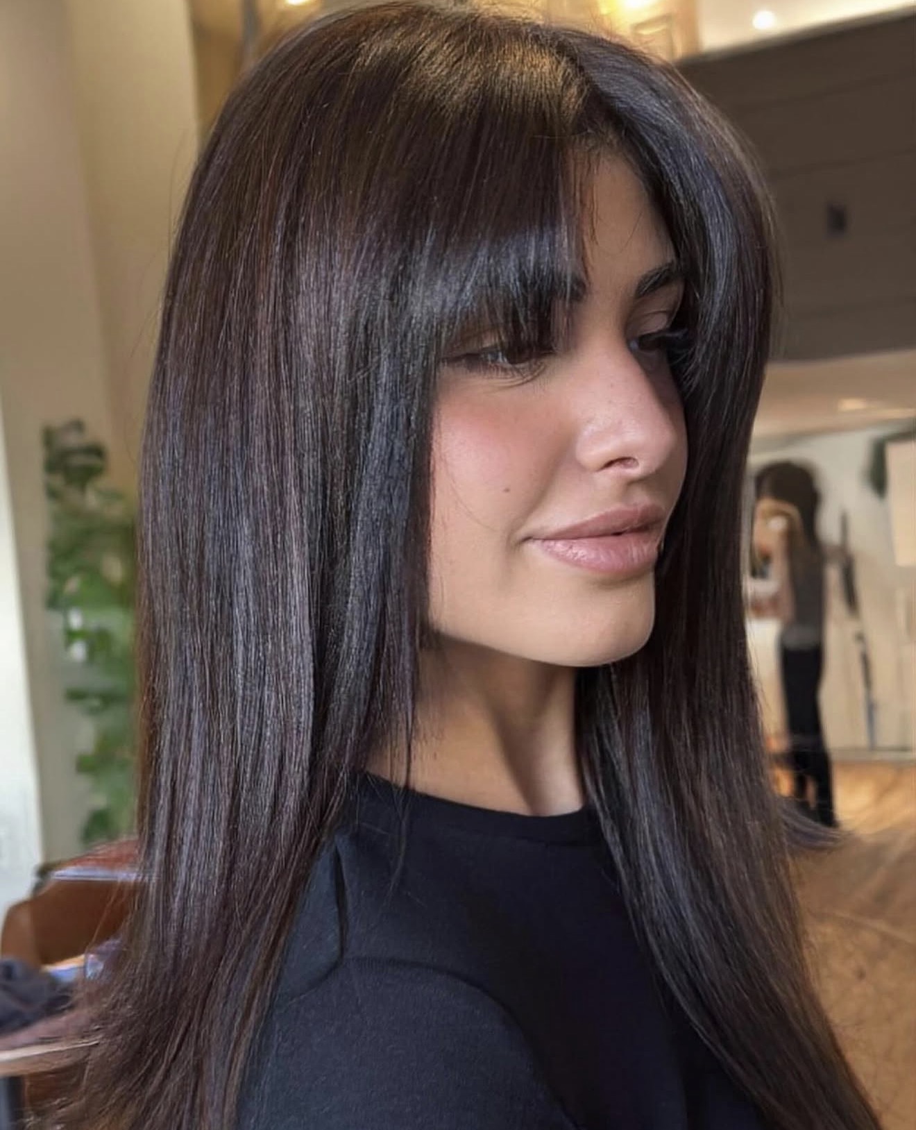 Rich Espresso Brown With Face-Framing Bangs