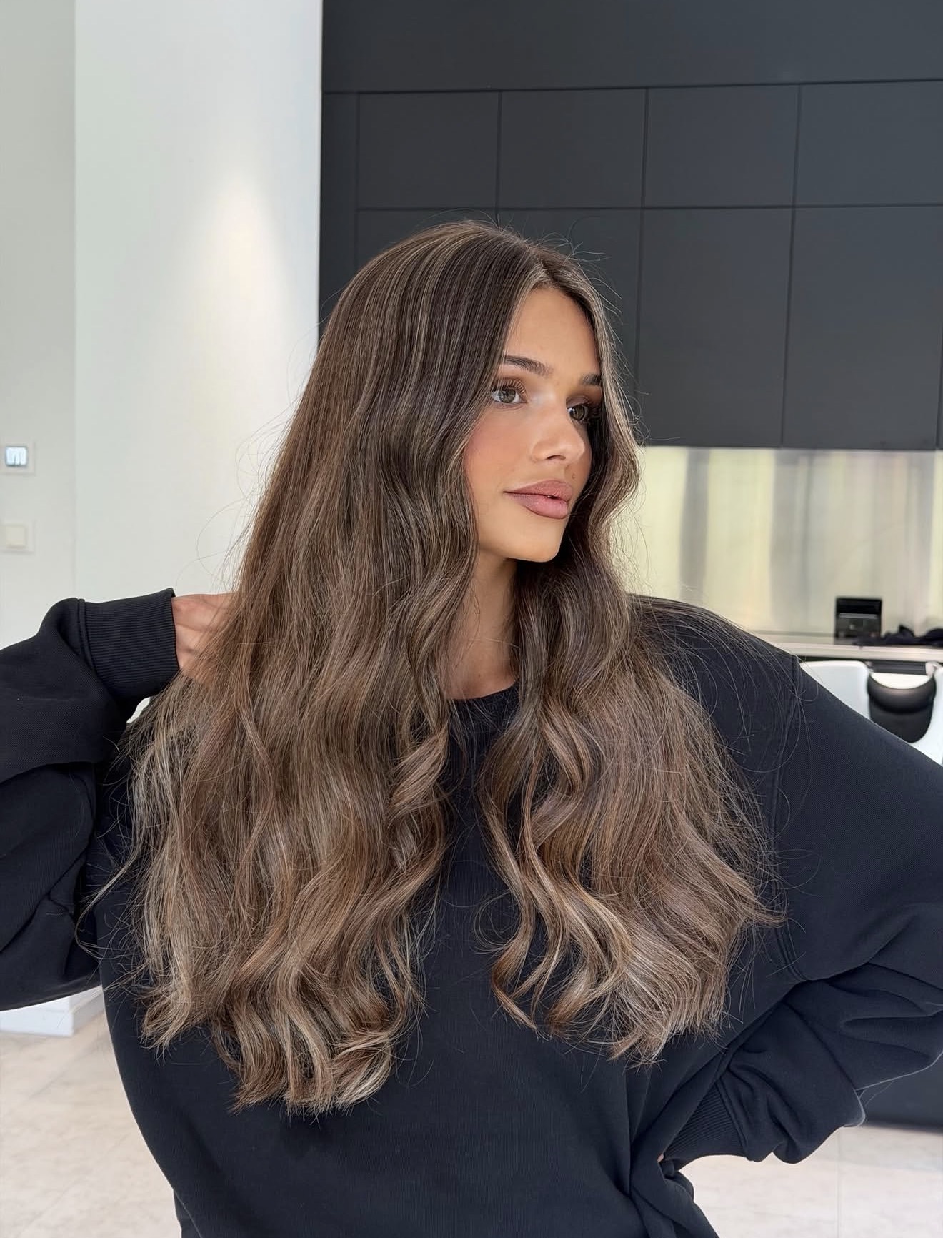 Rich Espresso With Caramel Balayage Waves