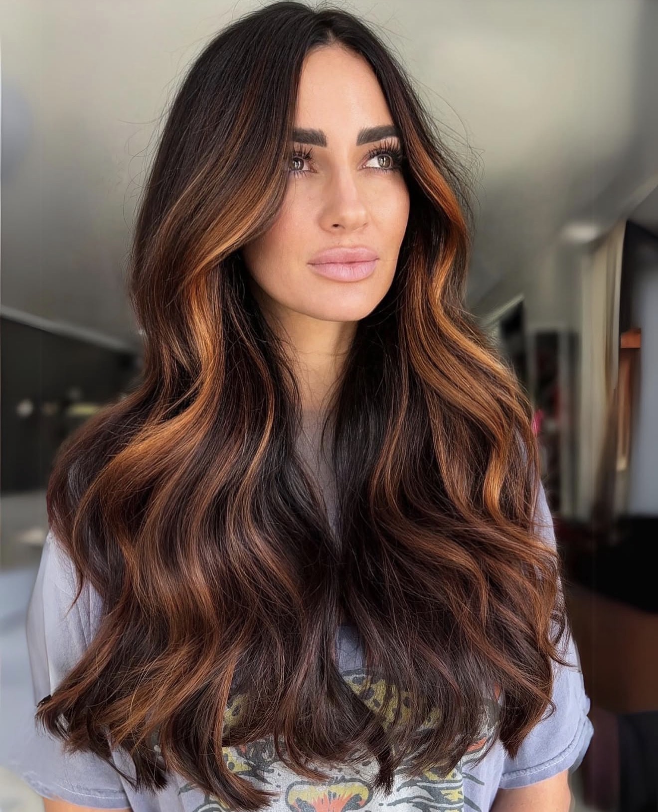 Rich Espresso With Copper Highlights Waves
