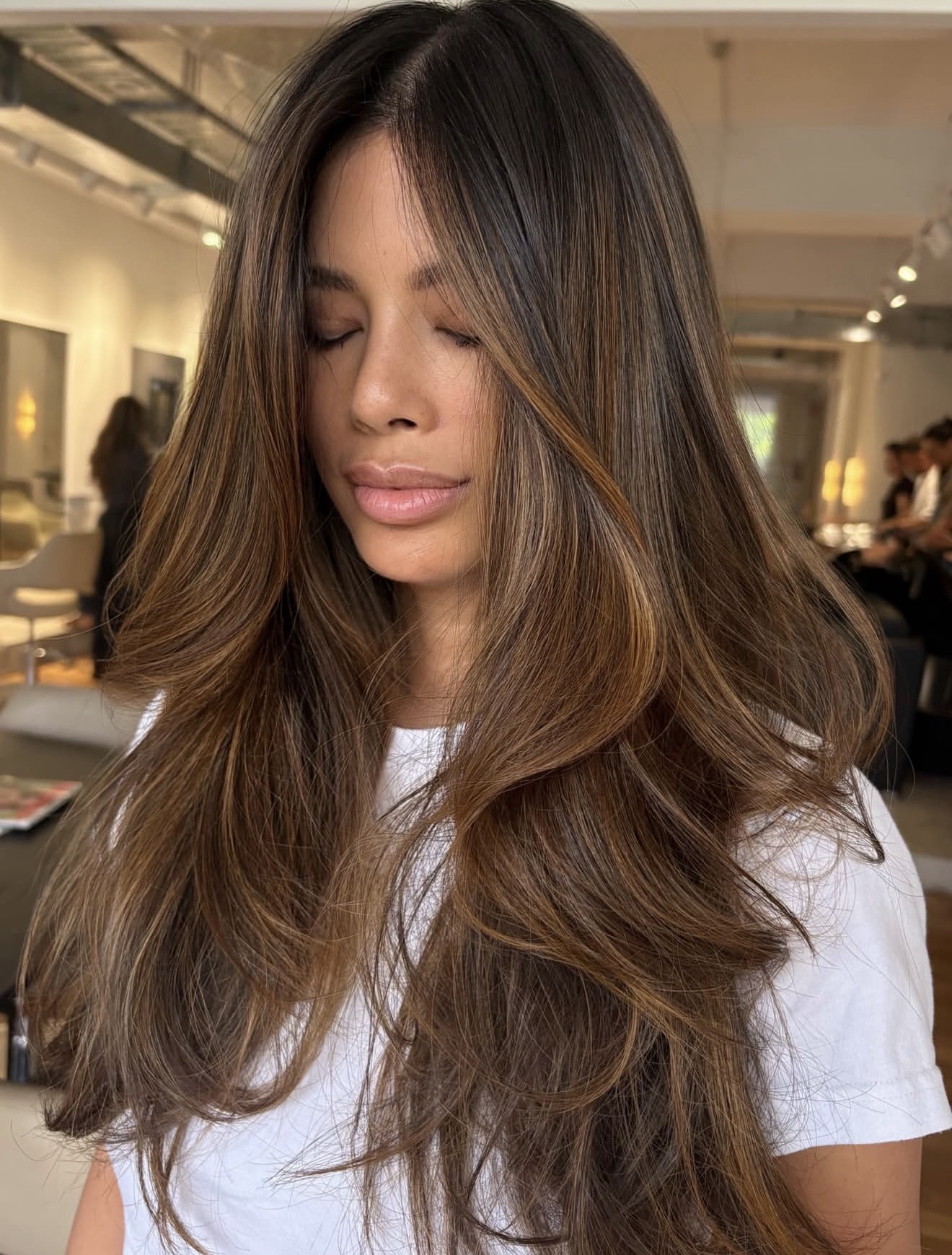 Rich Mocha Brown With Caramel Balayage