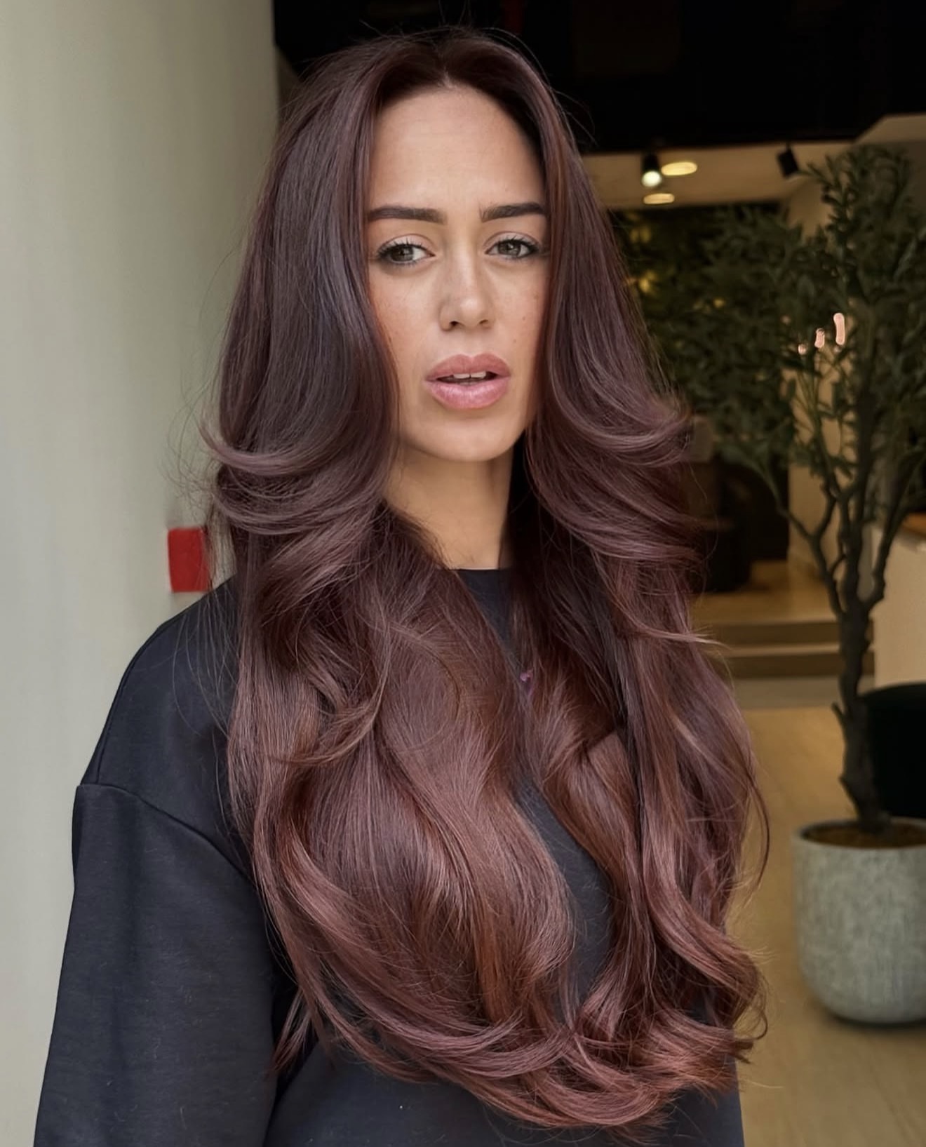 Rosy Brown Waves With Face-Framing Layers