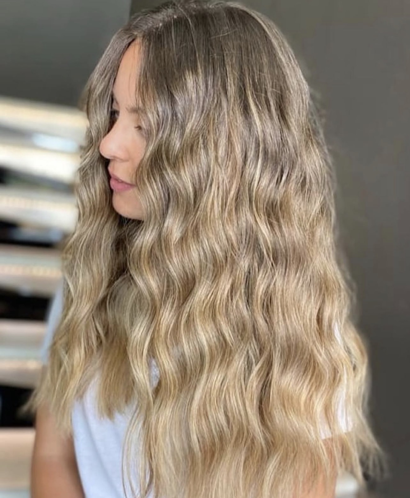 Sandy Blonde Beach Waves With Face Framing