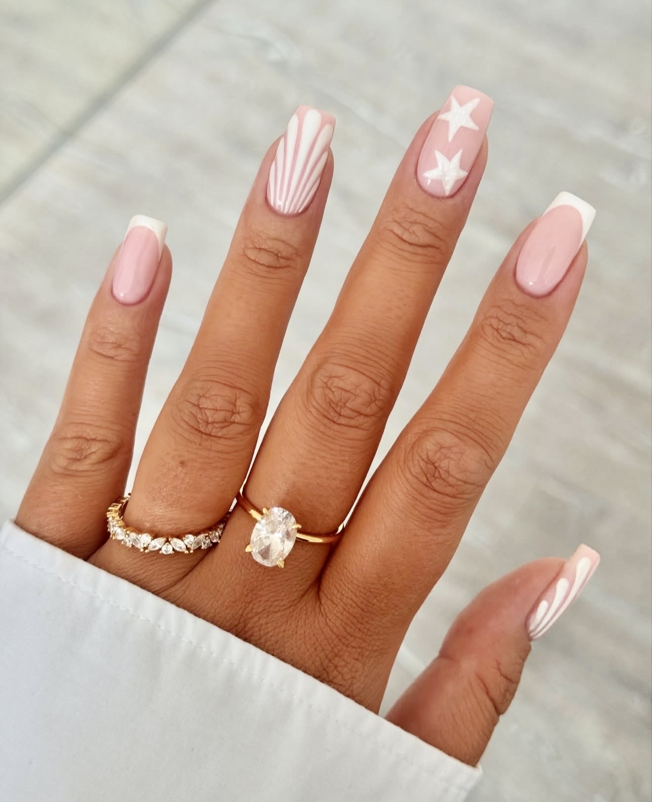 Seashell French Tip Square Nails
