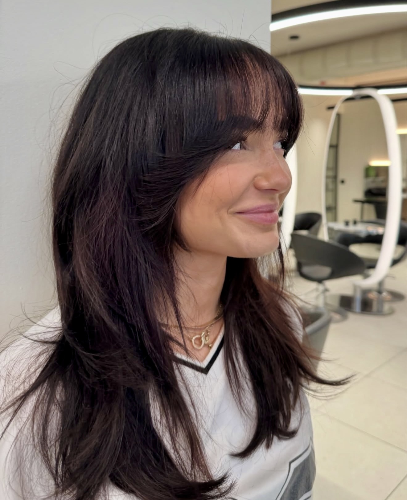 Shaggy Dark Brown Wolf Cut With Textured Bangs