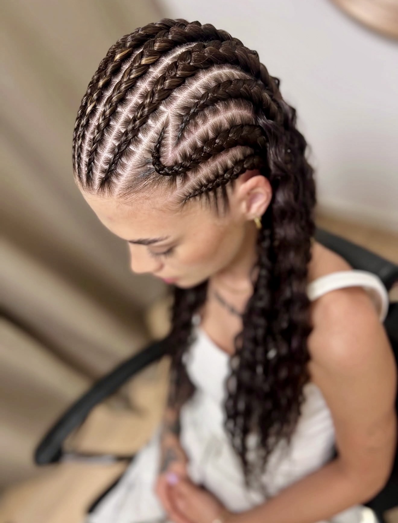 Sharp Cornrows With Defined Spiral Curls