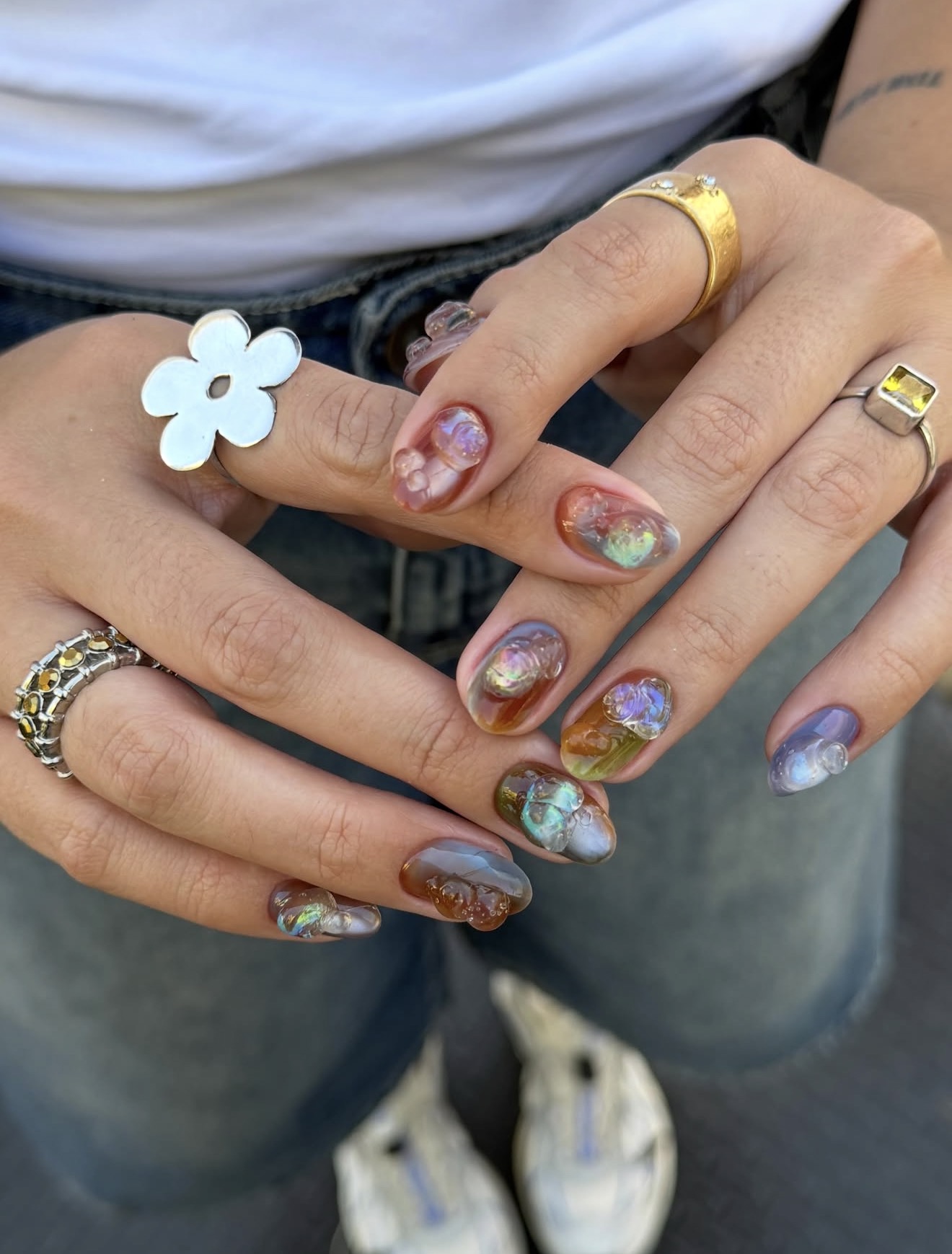 Shimmering 3D Water Droplet Jelly Nails
