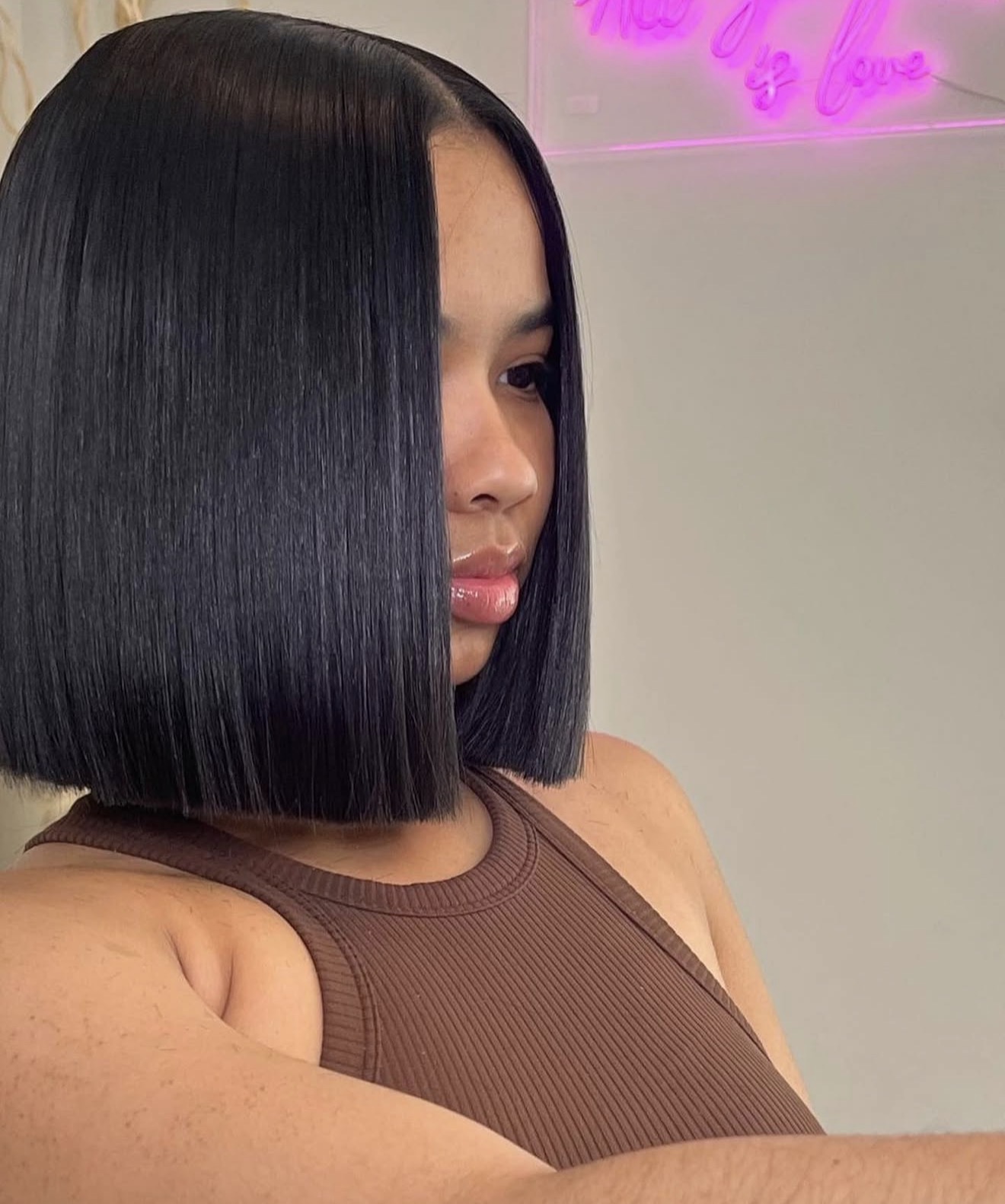 Sleek Blunt Bob With Face Framing
