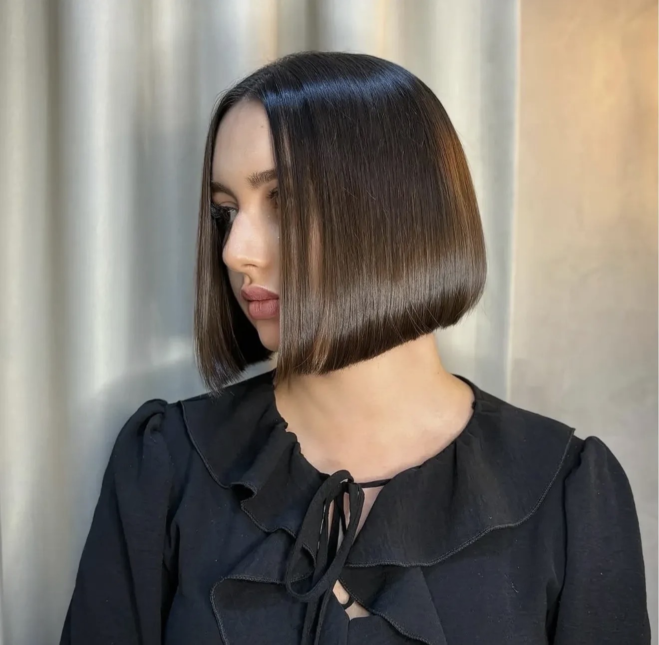 Sleek Inverted Bob With Glossy Finish