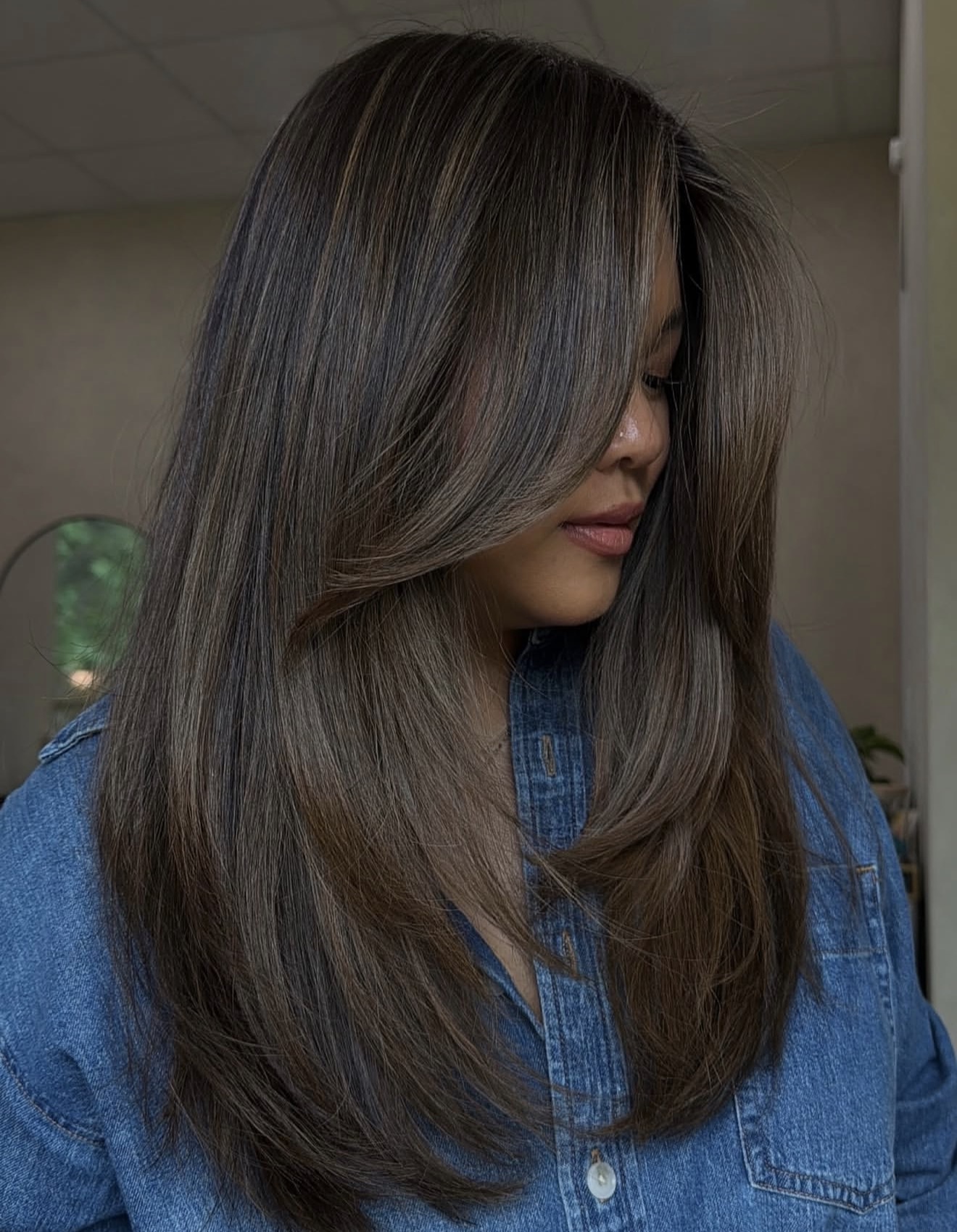 Soft Ash Brown With Face Framing Layers