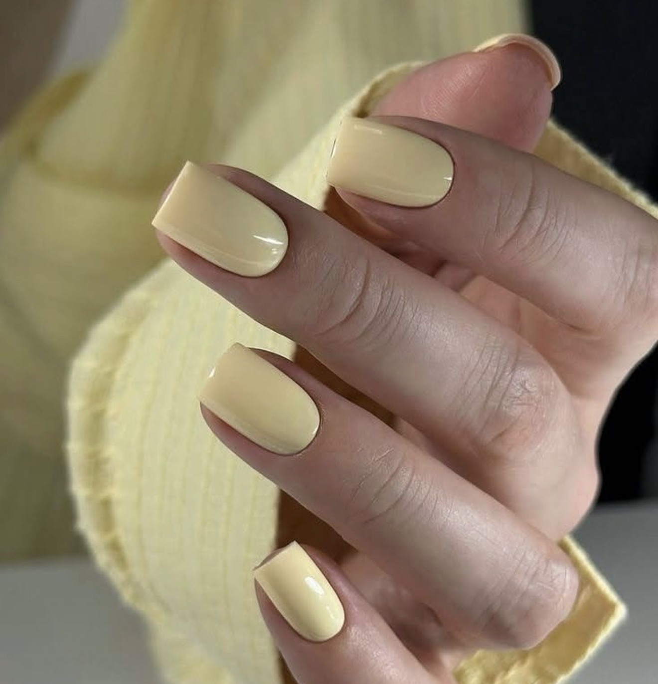 Soft Butter Yellow Creamy Glossy Nails