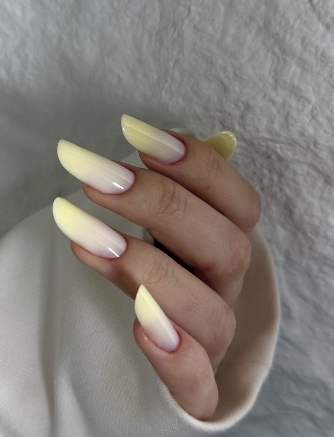 Soft Buttercream Ombre Almond Nails