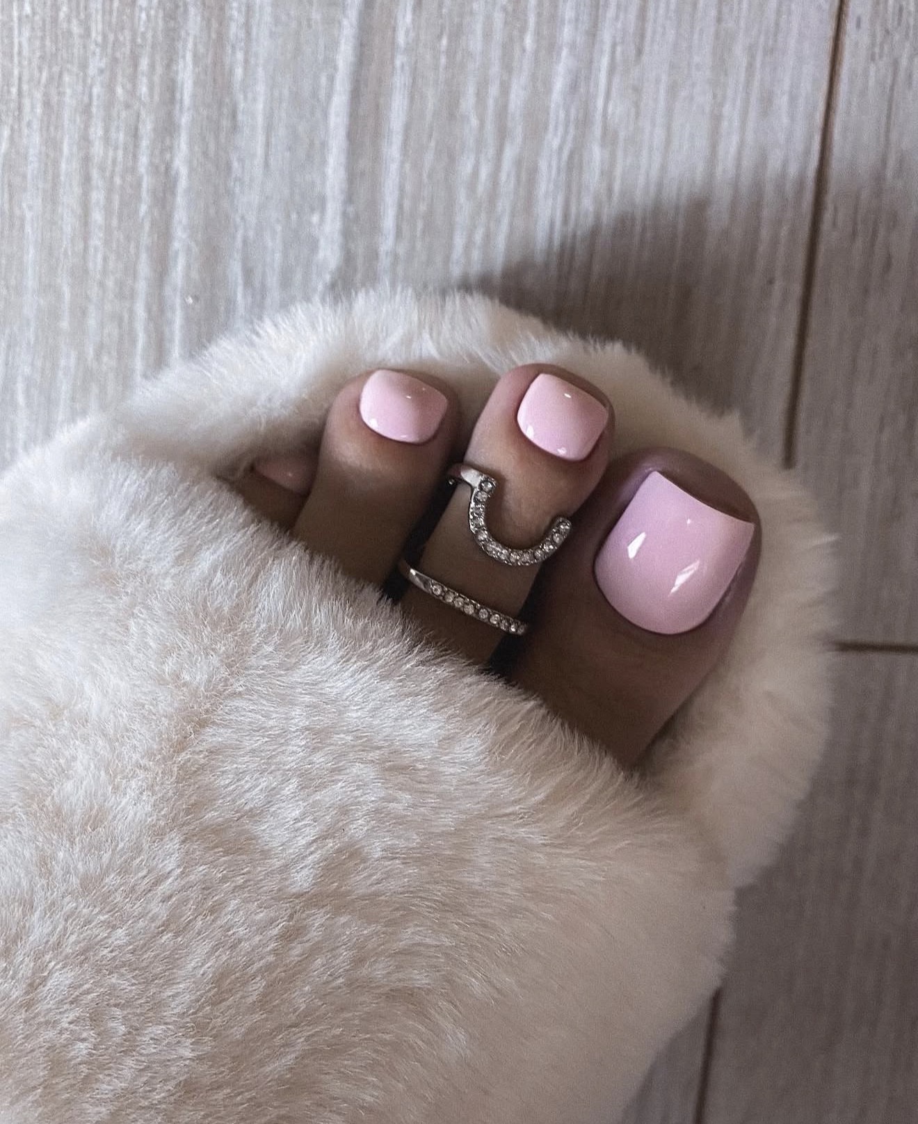 Soft Pastel Pink Square Toe Pedicure