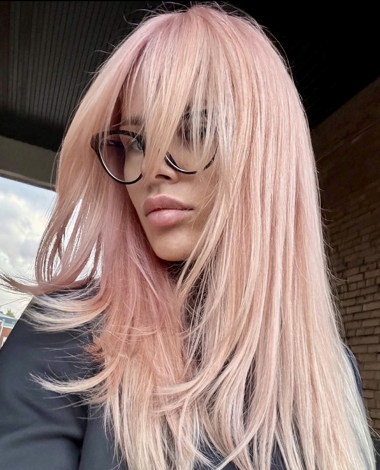 Soft Rose Gold Blonde With Wispy Fringe
