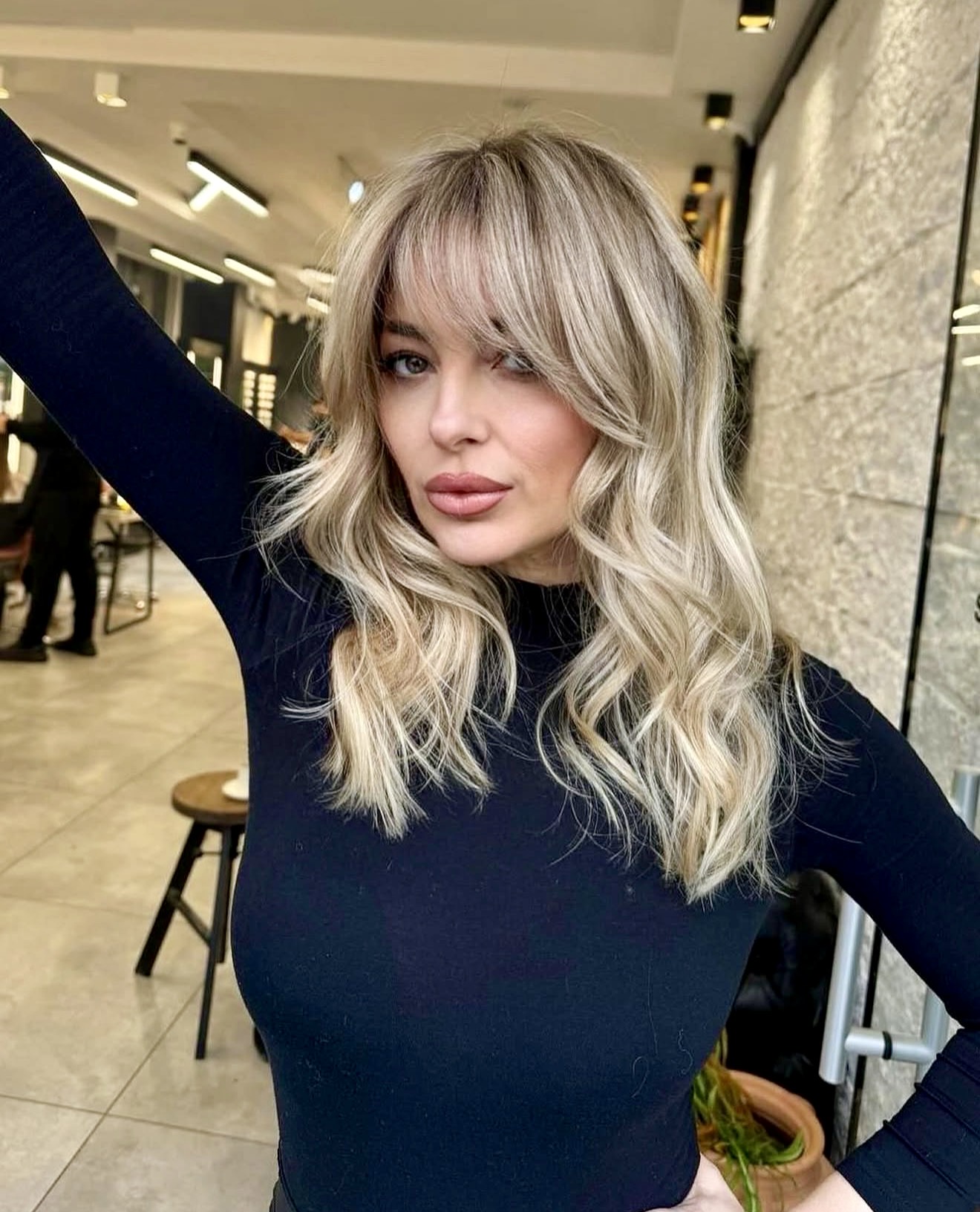 Soft Waves With Textured Curtain Bangs