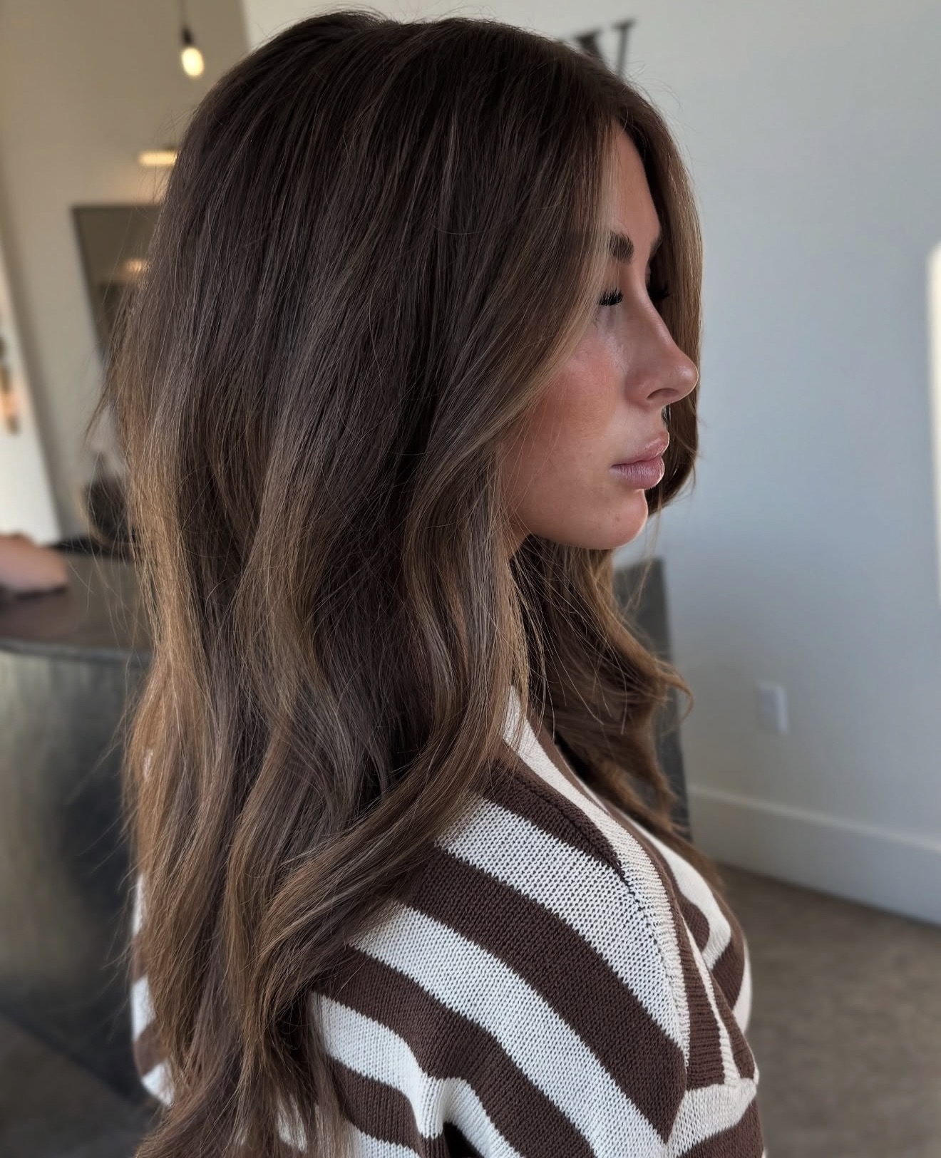 Soft Wavy Chestnut Brown With Face Framing