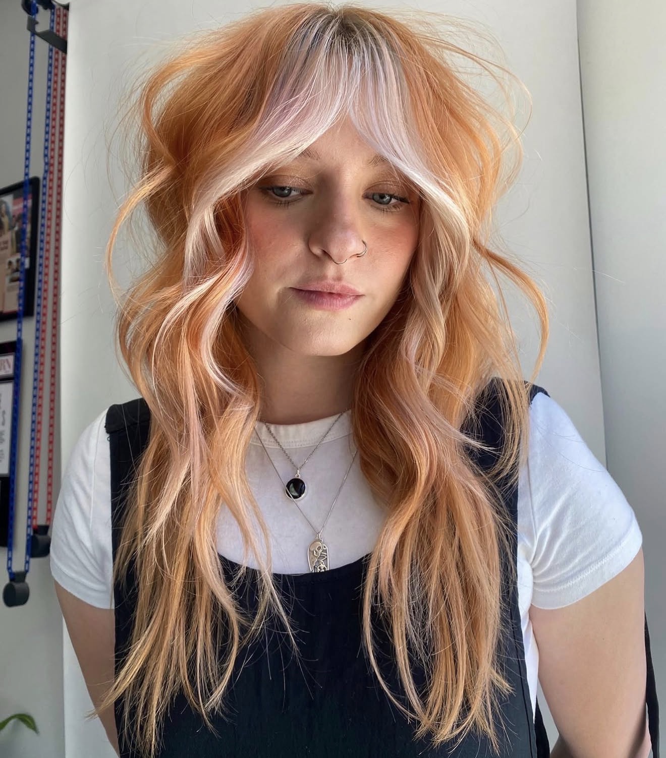 Strawberry Blonde Shag With Face Framing Highlights