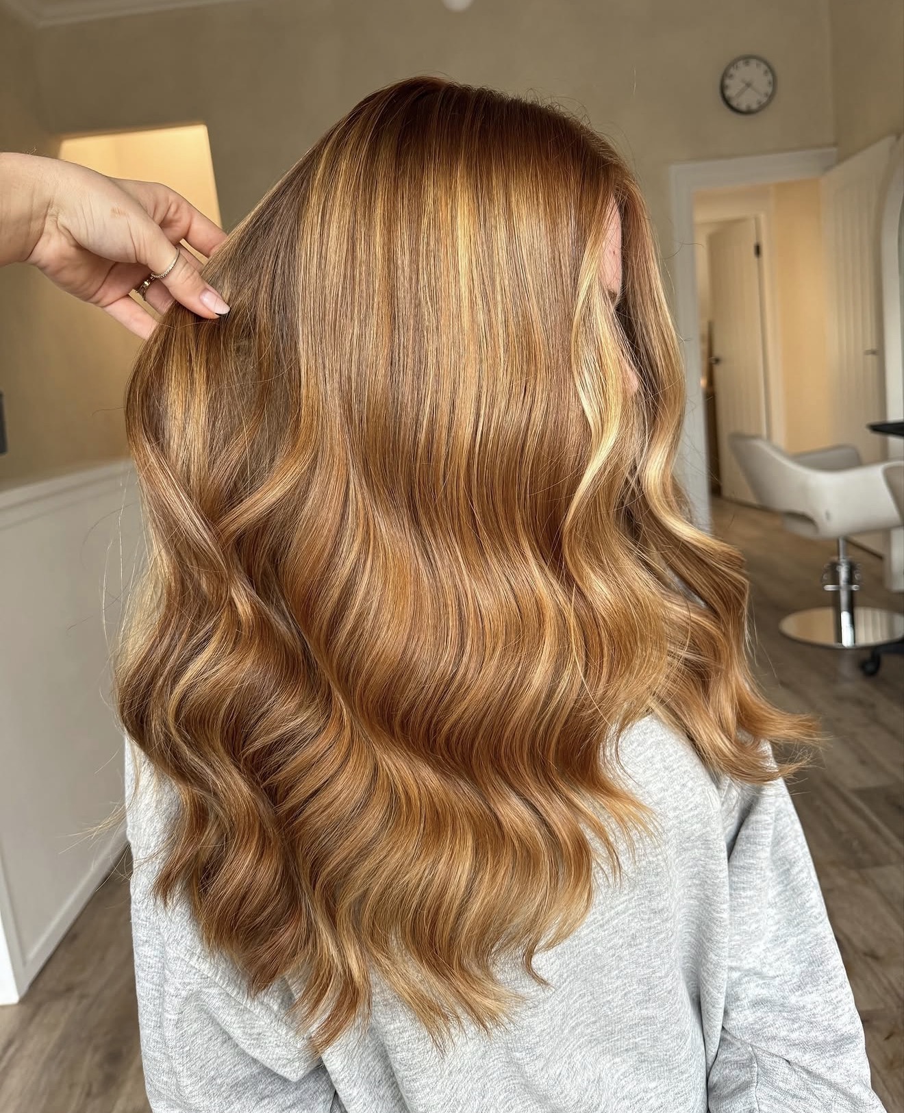 Strawberry Blonde Waves With Subtle Blonde Highlights