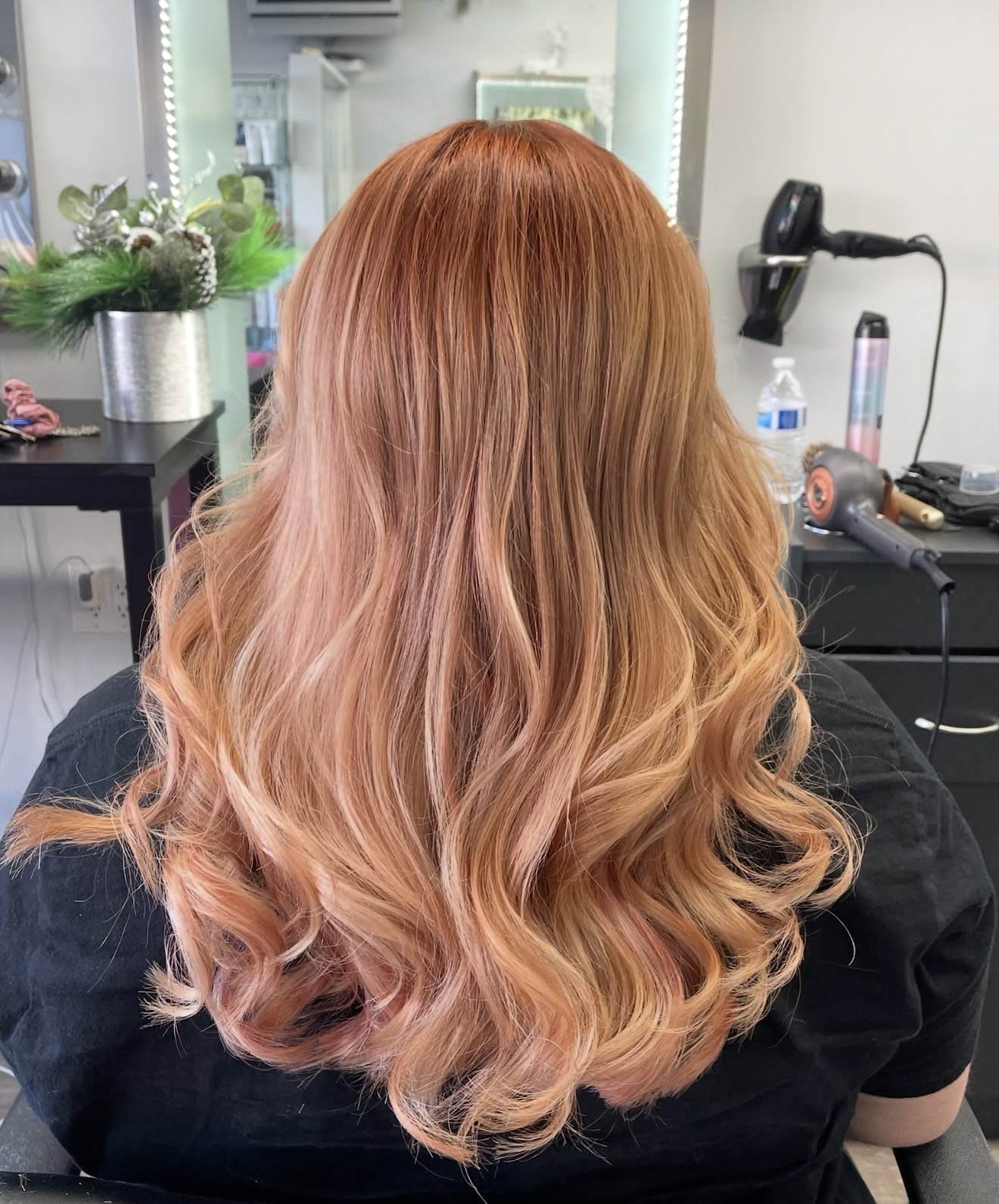 Strawberry Blonde Waves With Subtle Pink Undertones
