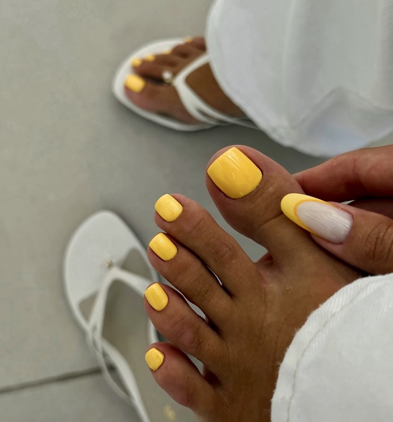 Sunny Yellow French Tip Pedicure Bliss