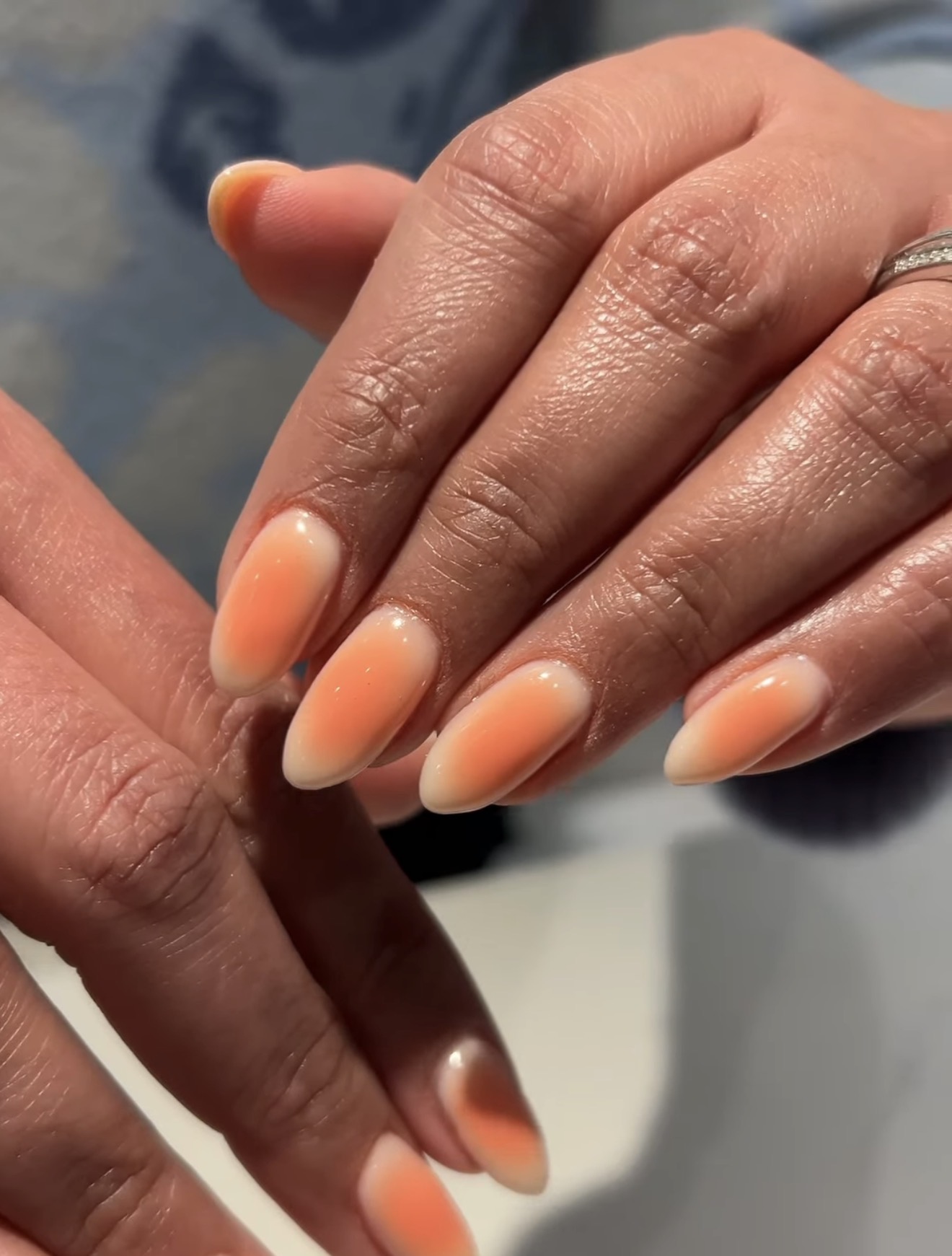 Sunset Ombre Almond Gel Nails