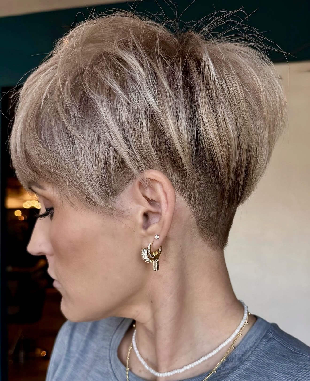 Textured Blonde Pixie With Undercut