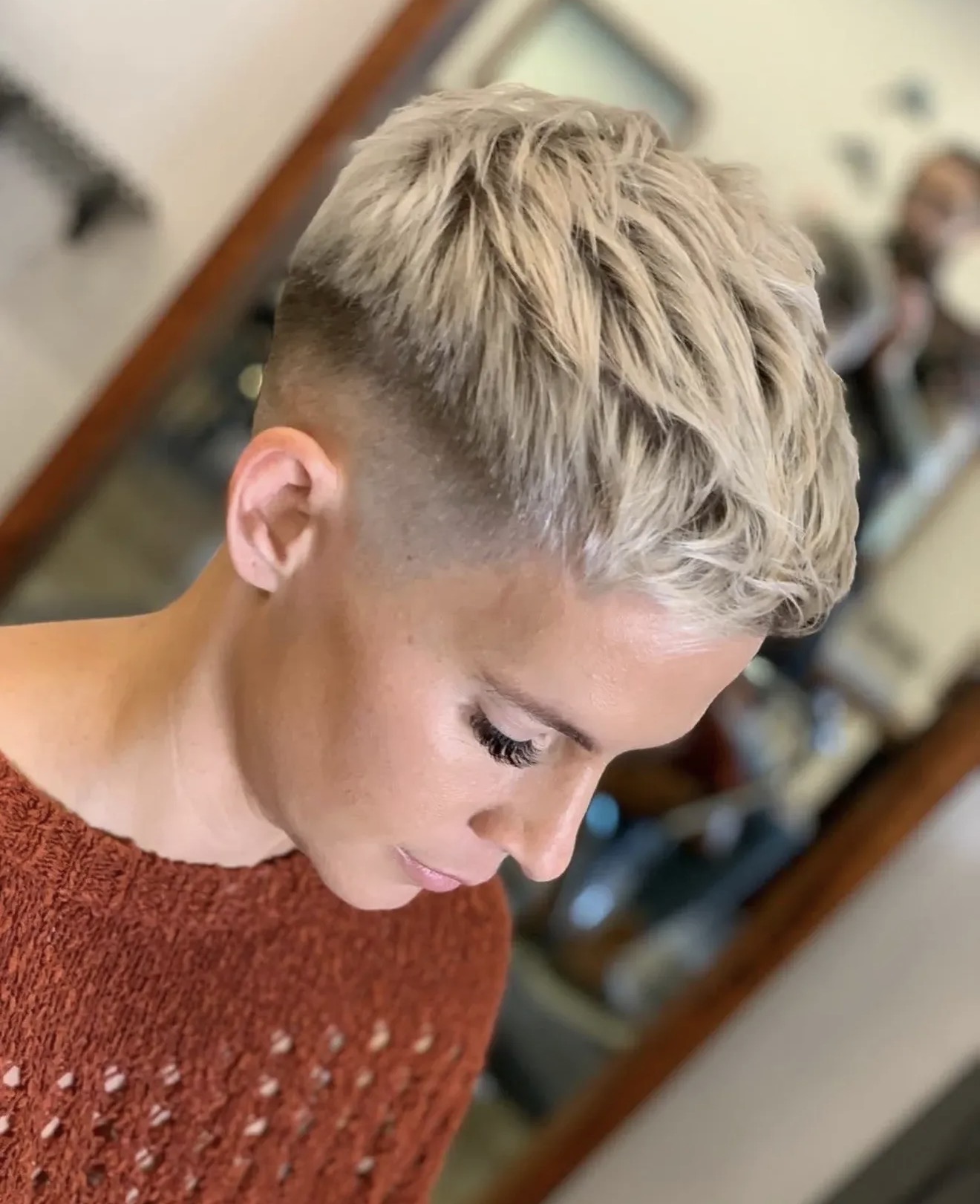 Textured Platinum Pixie With Shadow Root
