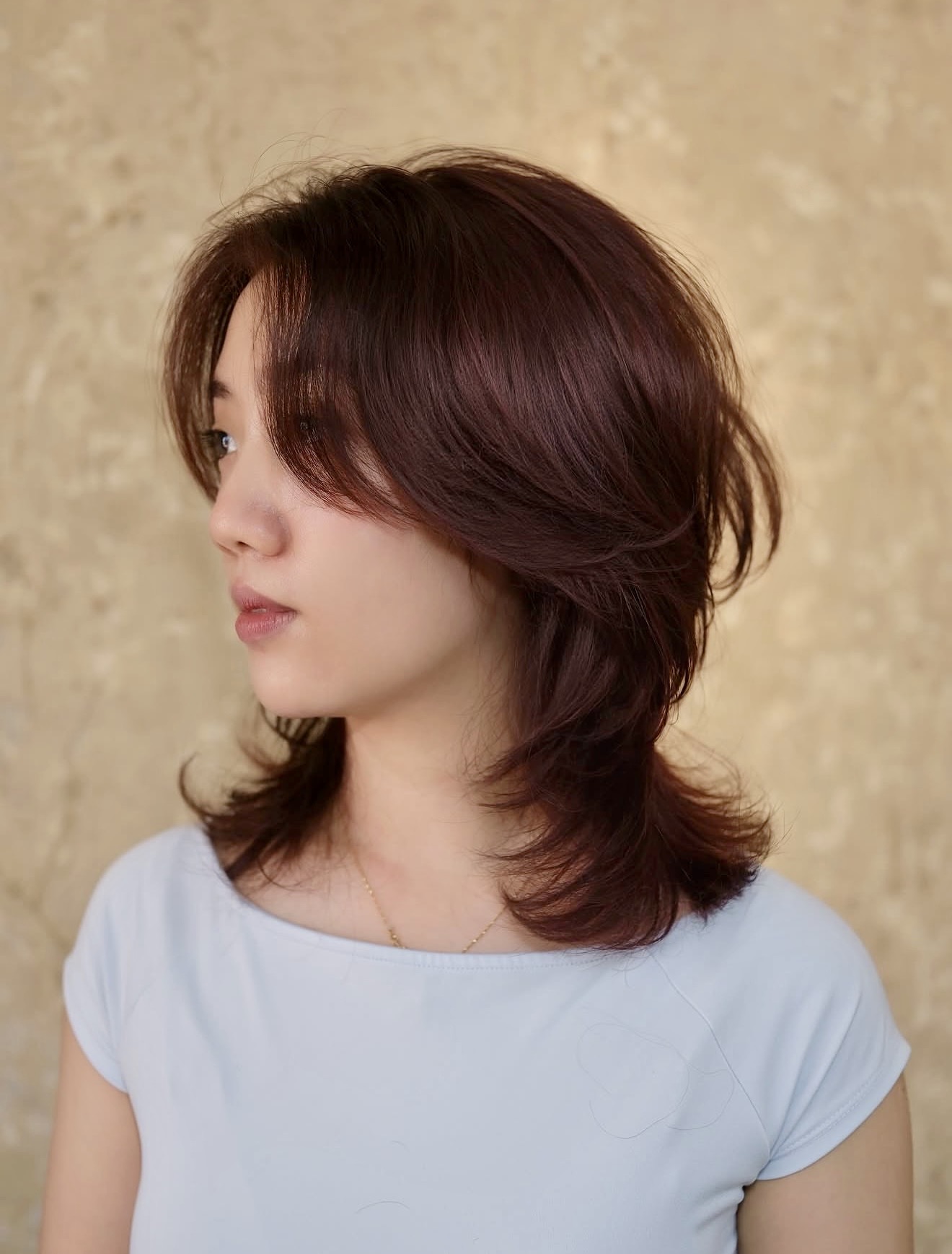 Textured Wolf Cut With Soft Curtain Bangs