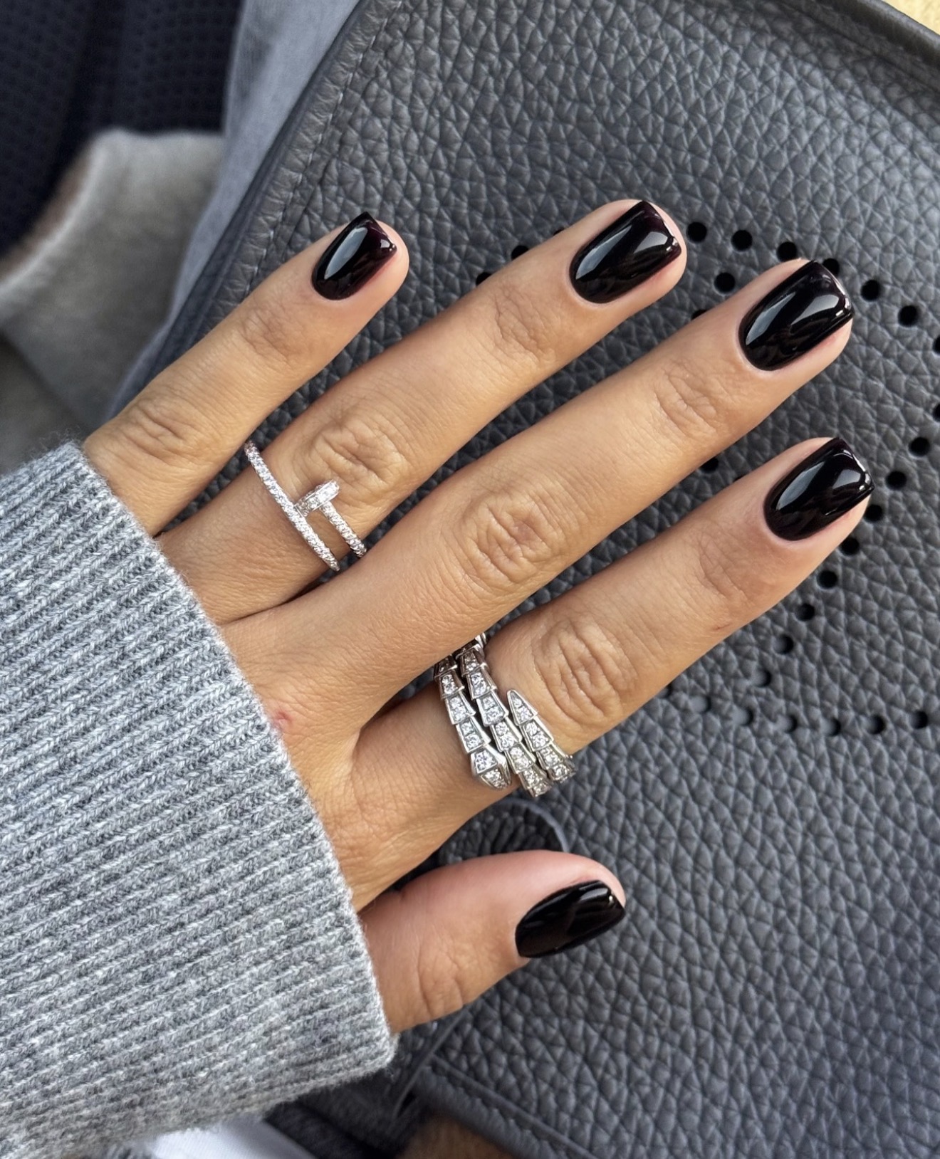 Ultra Glossy Black Squoval Nails