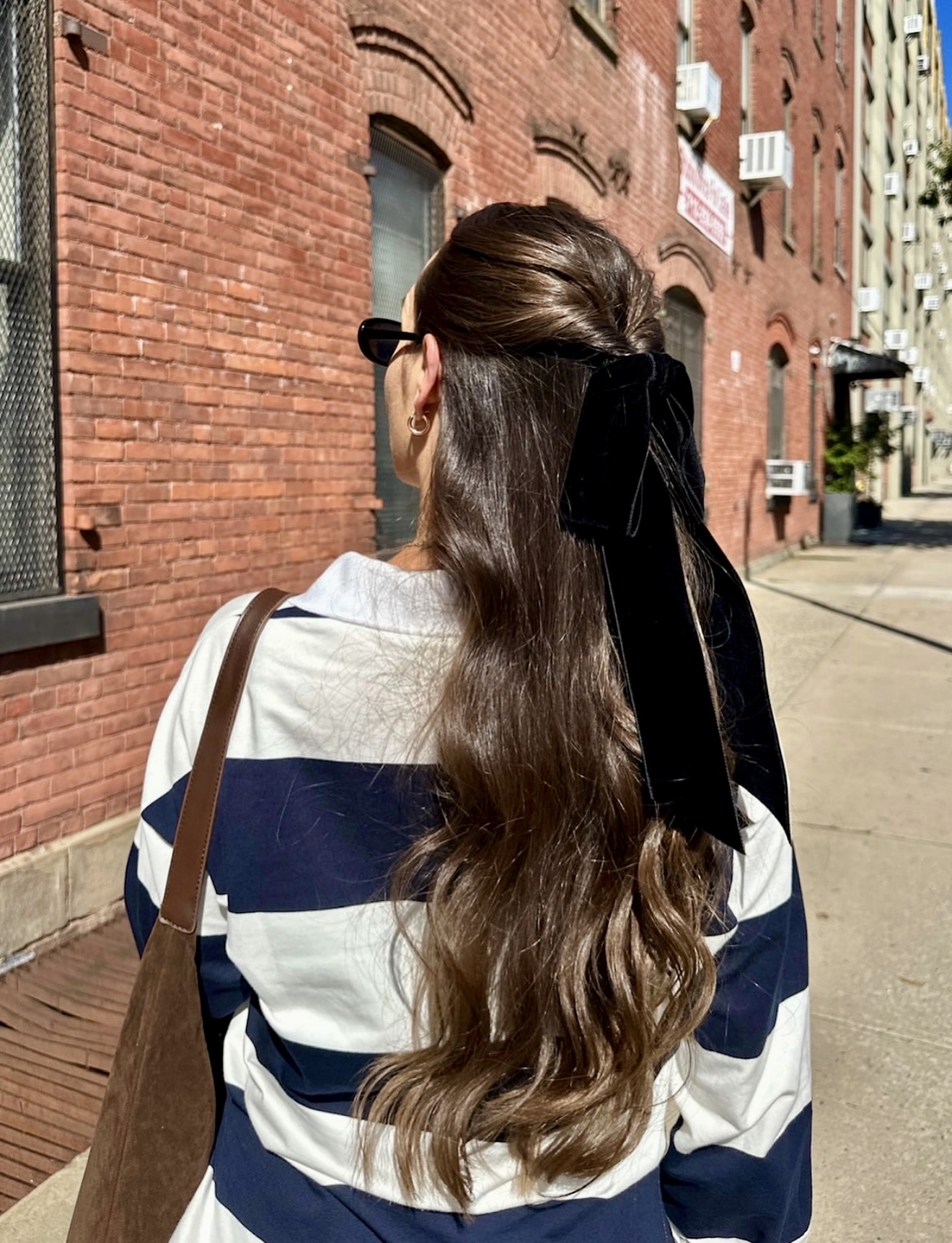 Velvet Bow Twisted Half-Up Waves