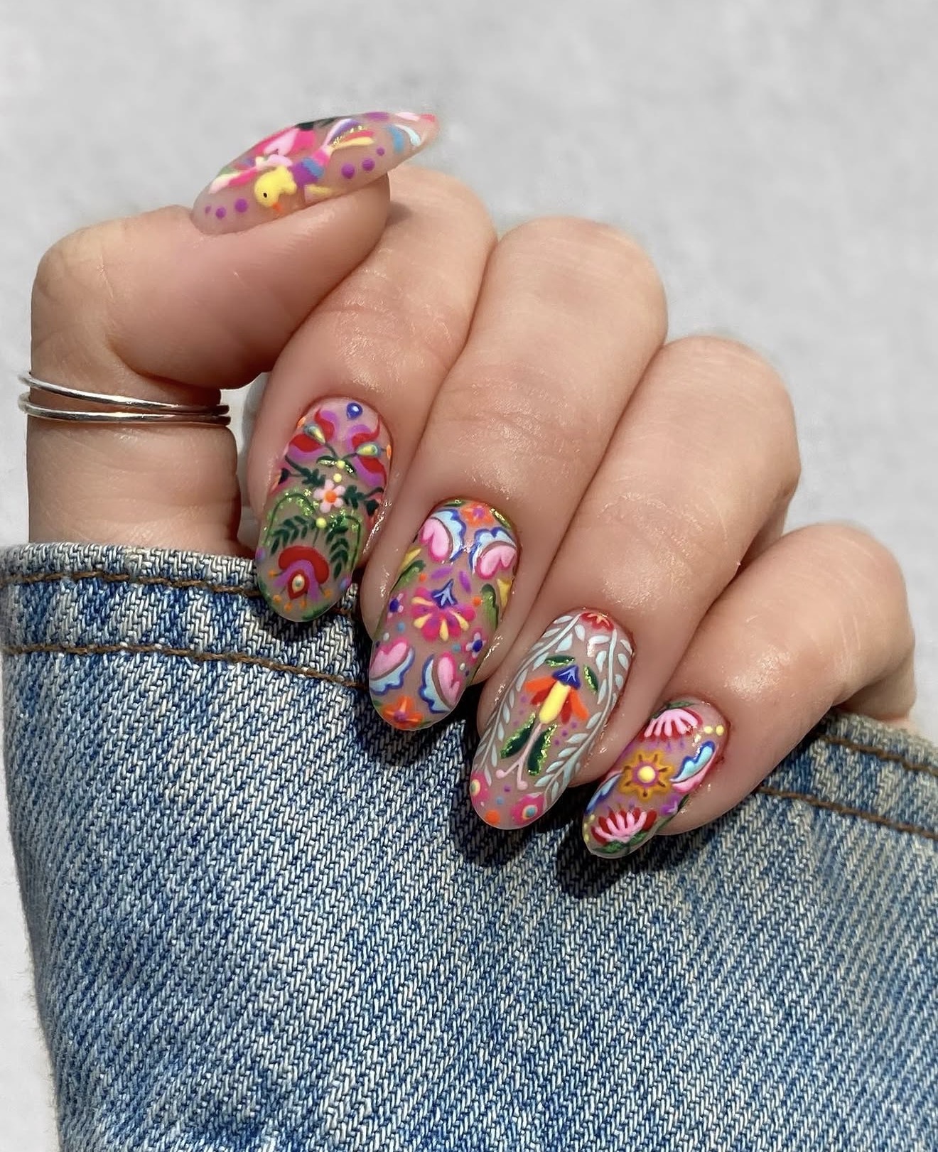 Vibrant Folk Art Floral and Bird Designs